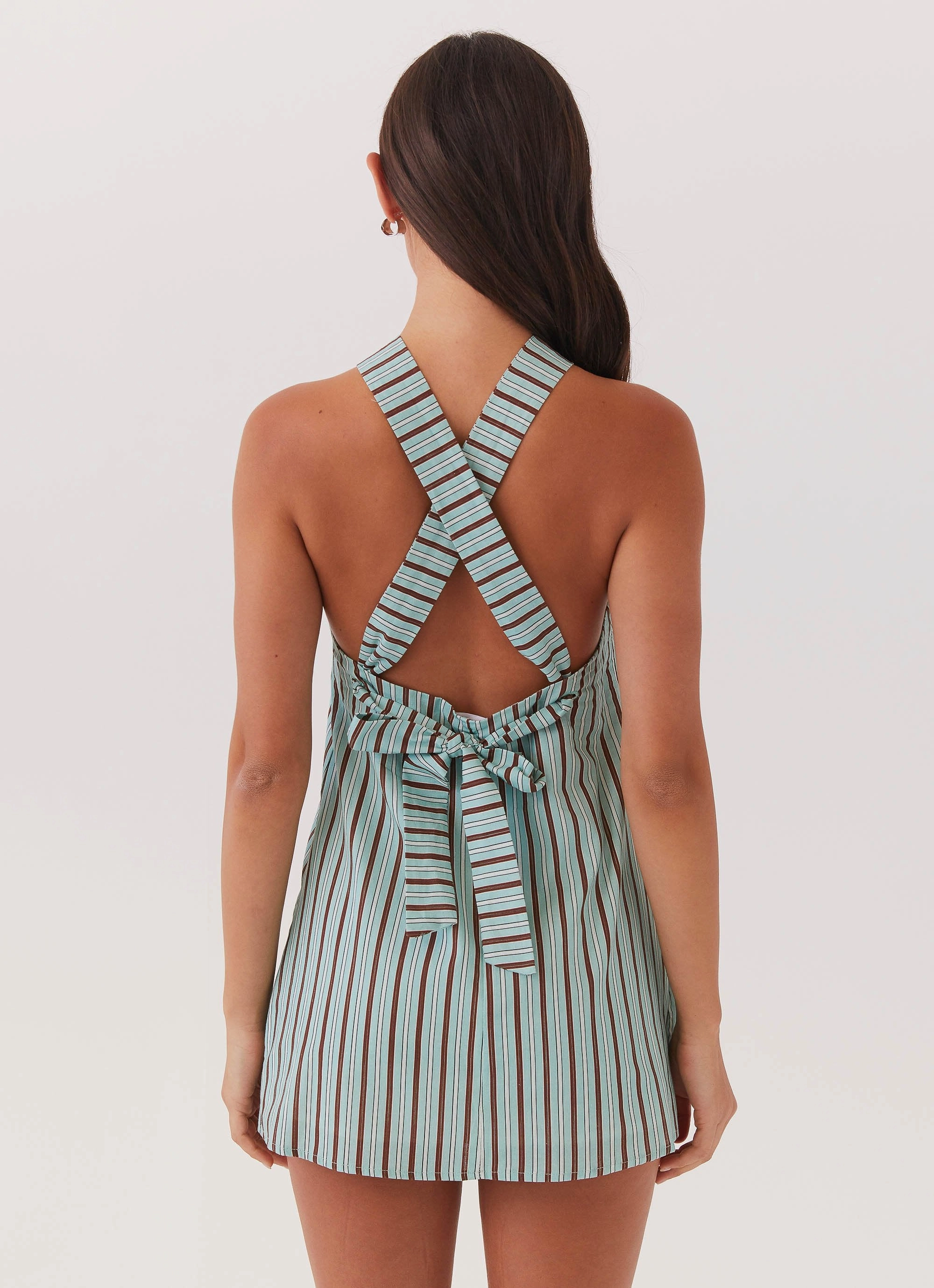 Lounge Outfit Keira Linen Mini Dress - Coastal Stripe
