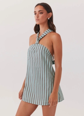 Semi Fit Keira Linen Mini Dress - Coastal Stripe