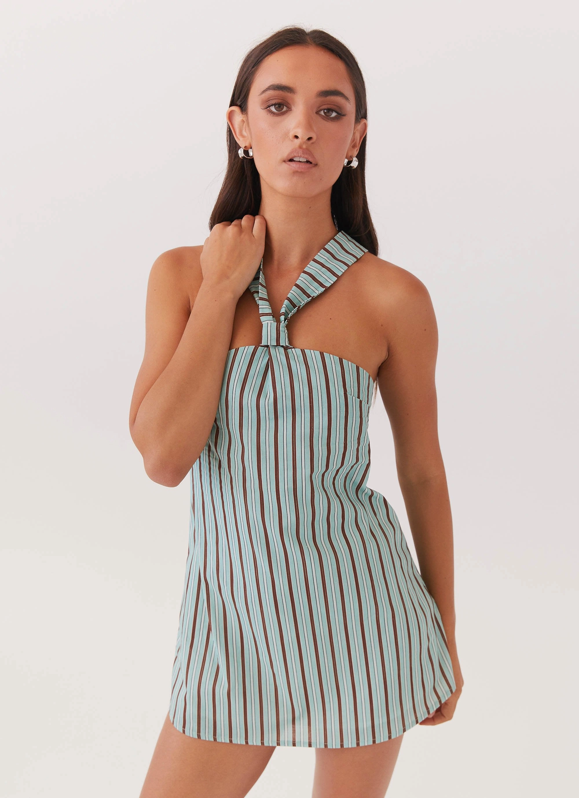 Tailored Comfort Keira Linen Mini Dress - Coastal Stripe