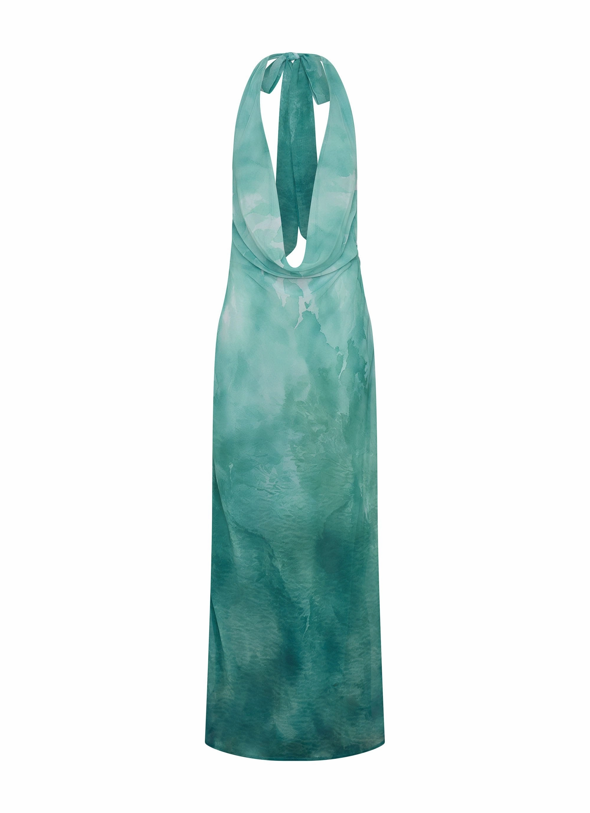 Comfortable Fashion Nerissa Cowl Neck Maxi Dress - Green Tie Dye
