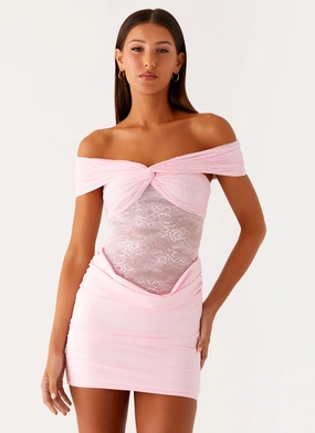 Either Way Off Shoulder Mini Dress - Baby Pink Work Option