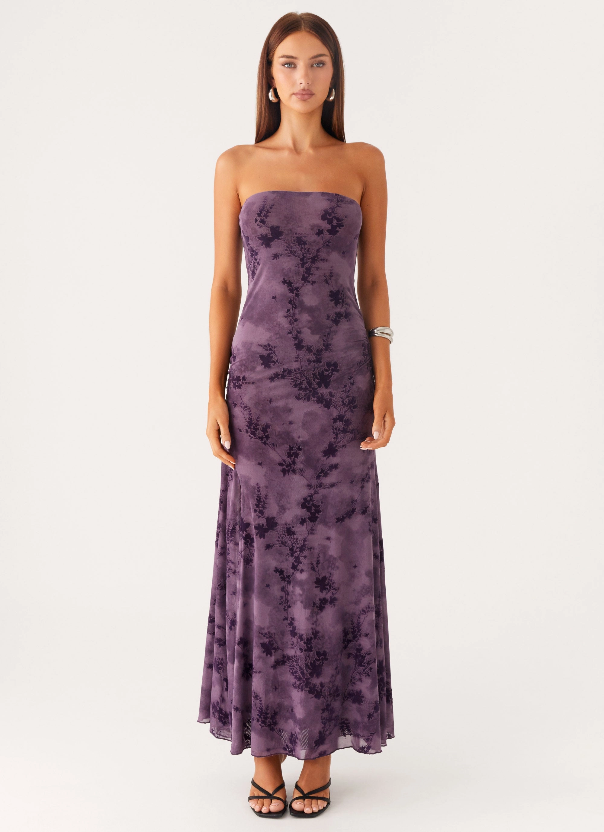 BreathableFabric Sleek Draping Alexandrite Midi Dress - Purple