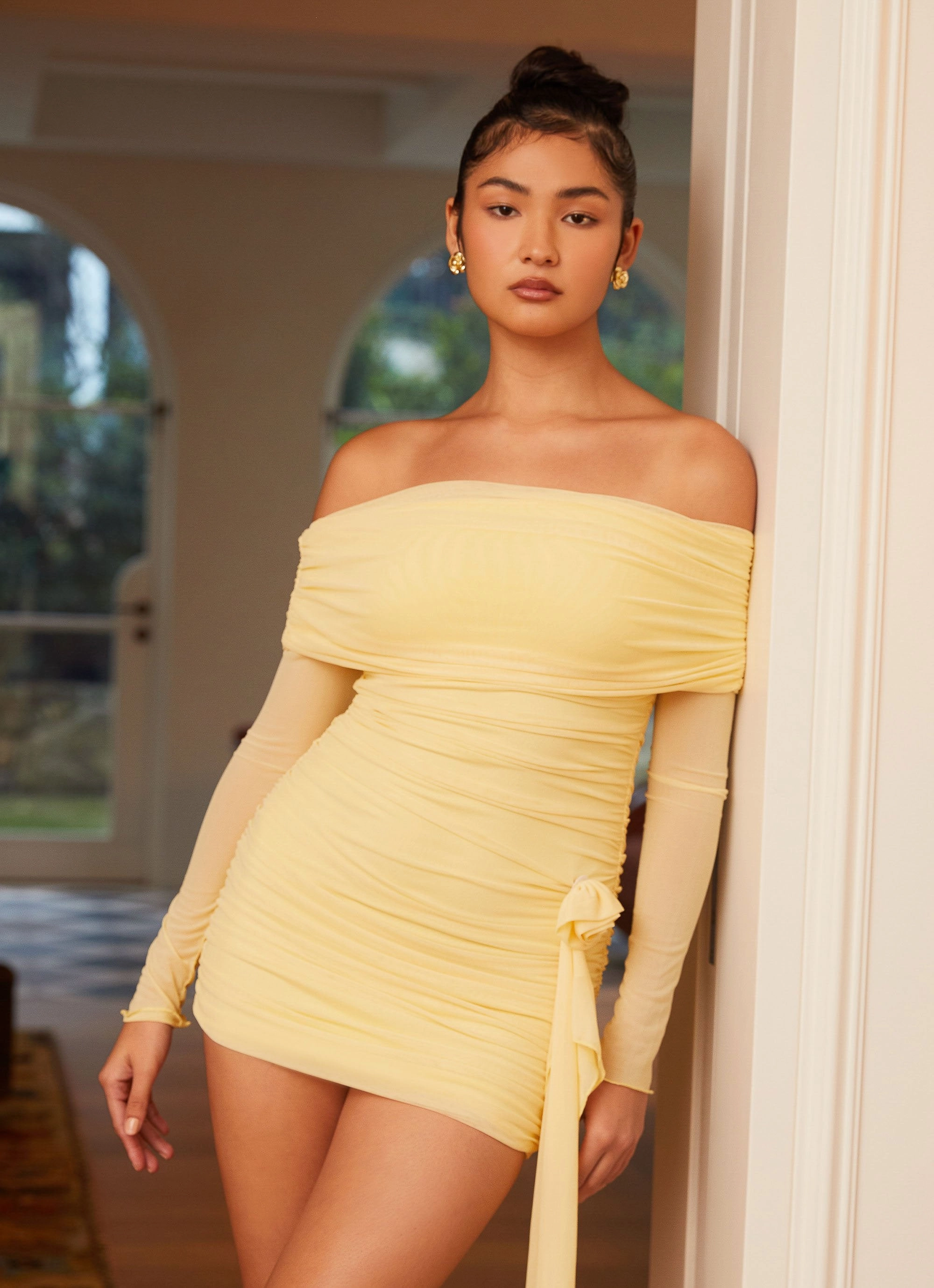 Rosa Franca Mini Dress - Yellow Easy Tones Festive Wear