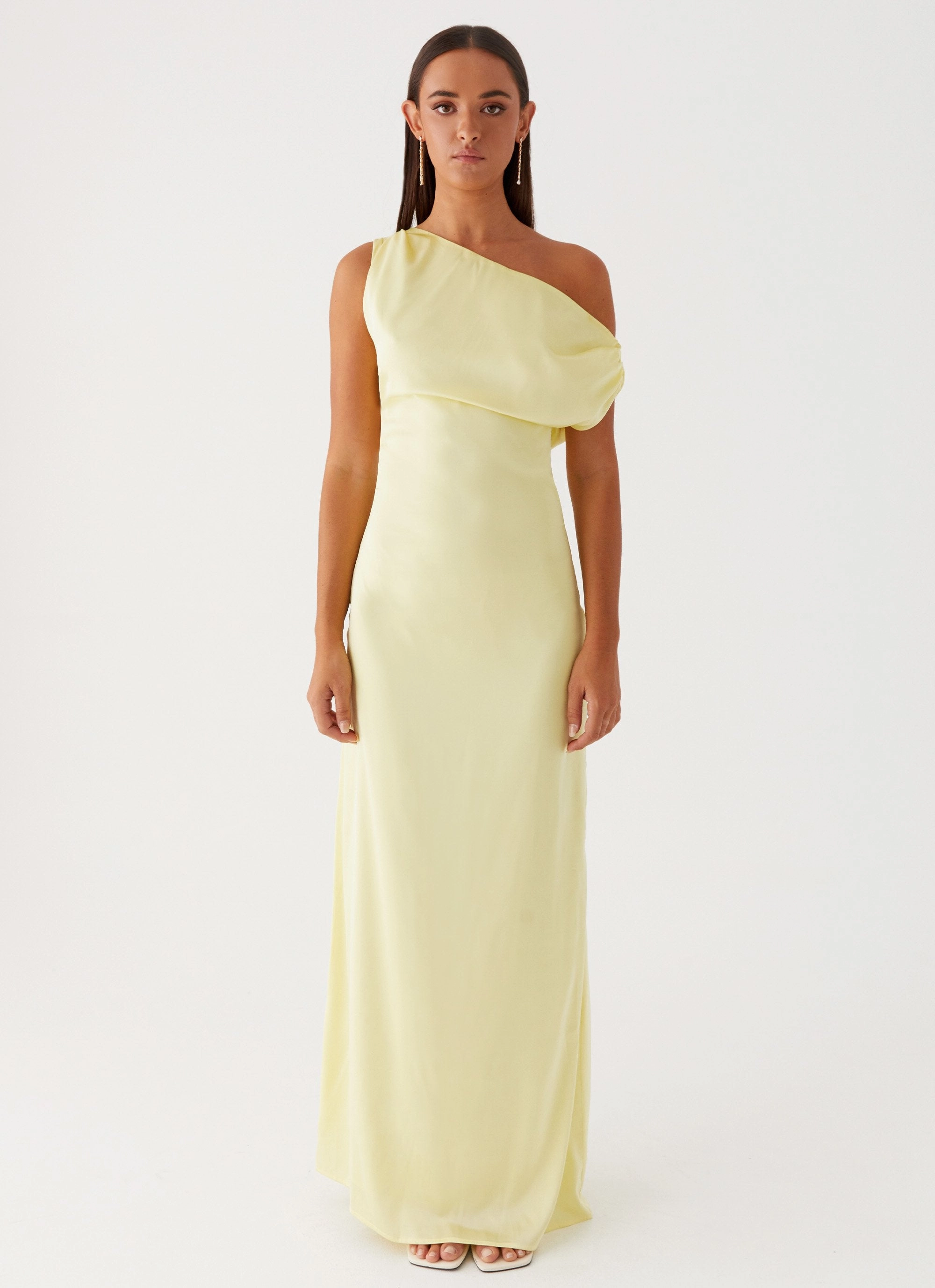 Heart Of Glass Satin Maxi Dress - Yellow Charming Style