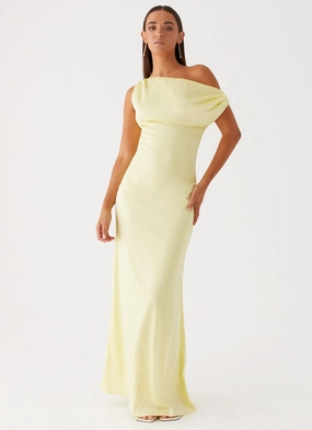 Lightweight Feel Heart Of Glass Satin Maxi Dress - Yellow