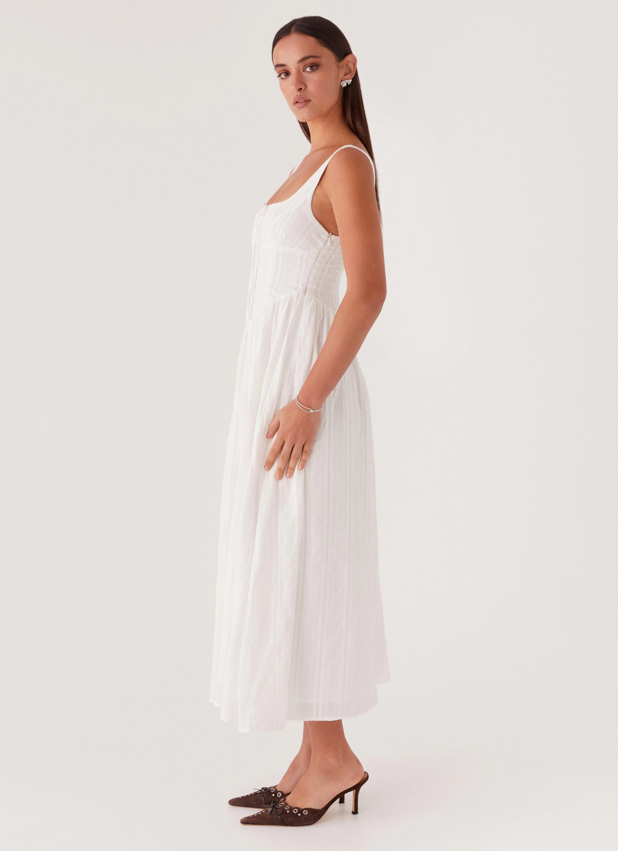 Pascuelle Midi Dress - White Cozy And Stylish Printed-Fabric