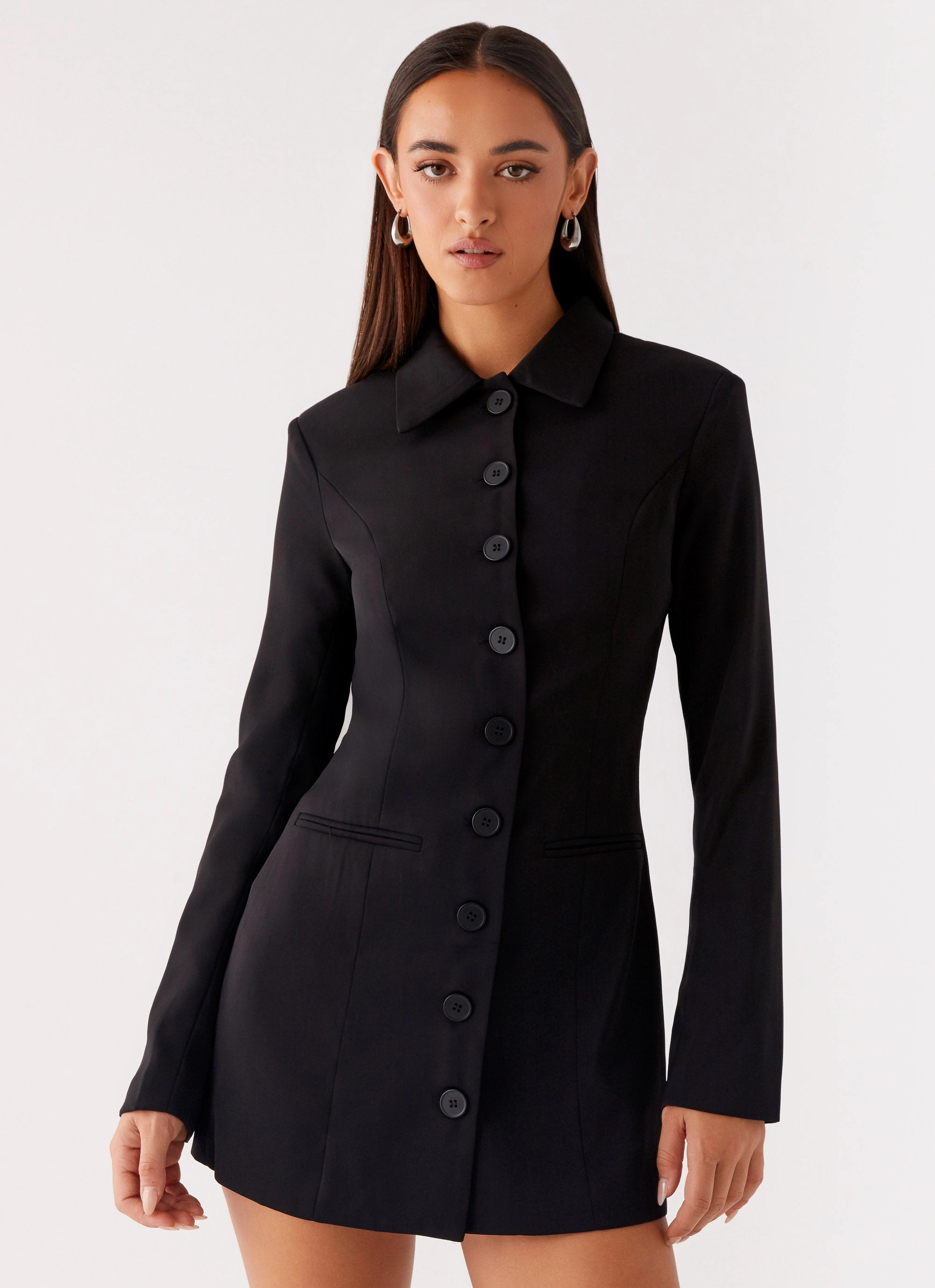 Memphis Blazer Mini Dress - Black Sleek Tailoring