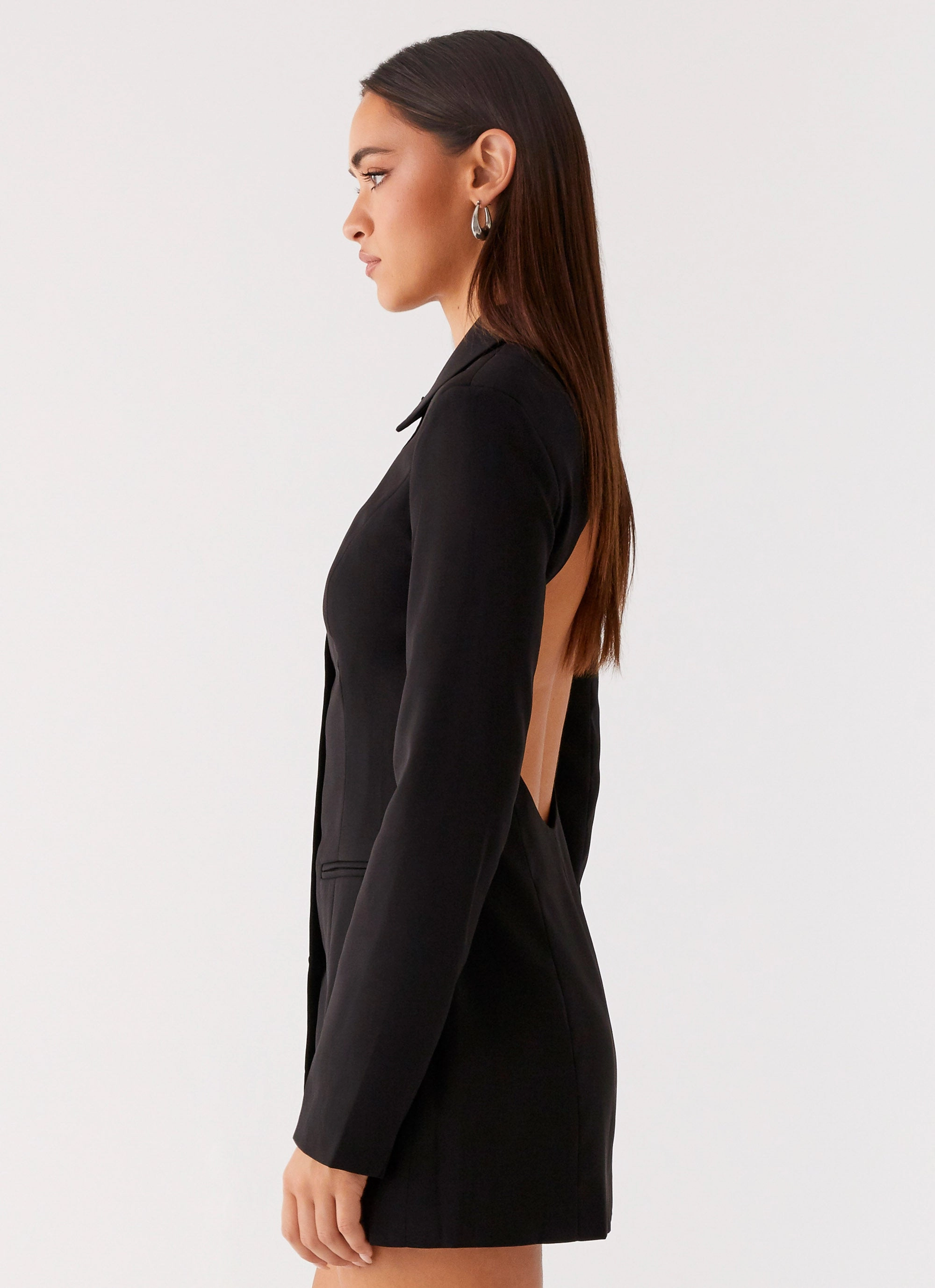 Memphis Blazer Mini Dress - Black Shine Soft Cozy and Comfortable