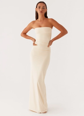 Relaxed Comfort Look Romee Strapless Maxi Dress - Pastel Yellow
