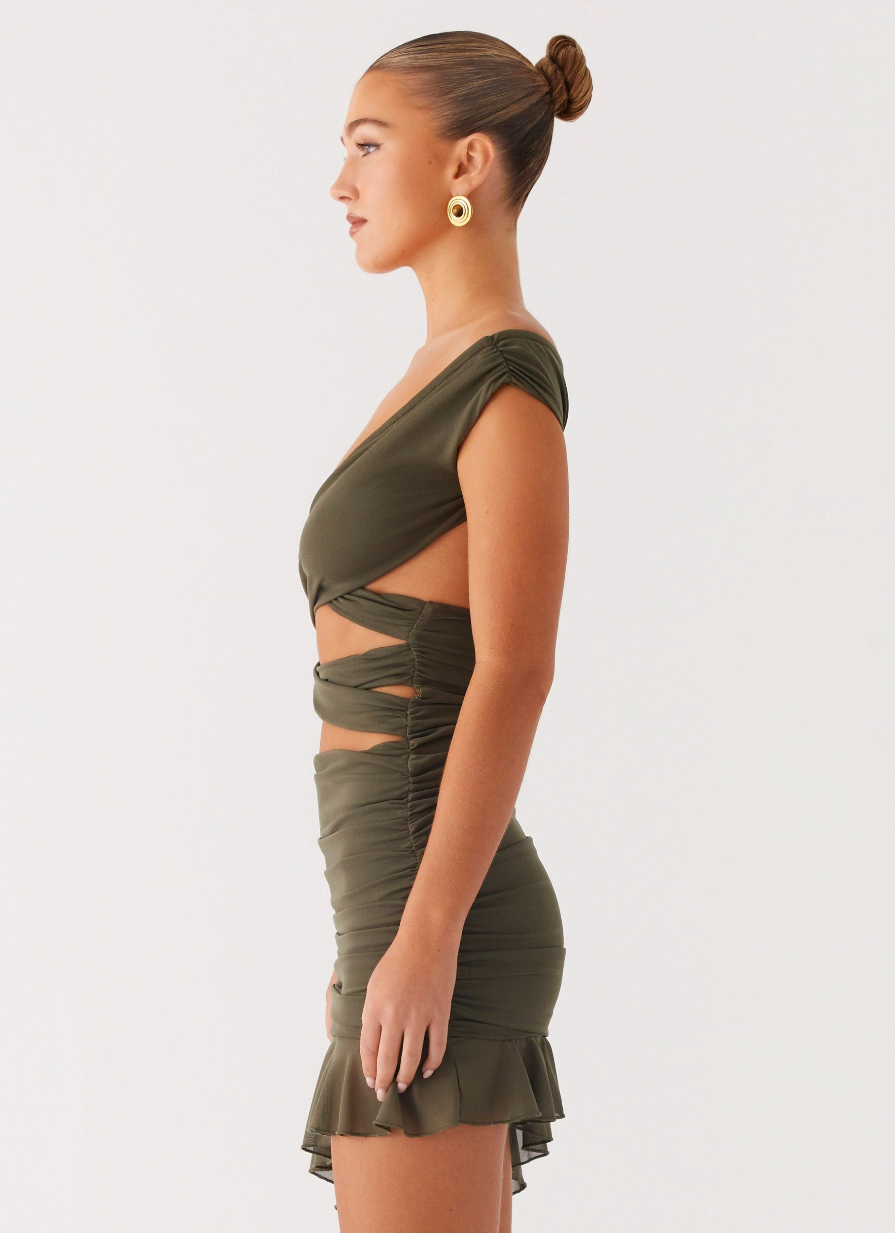 Ivy Whisper Mini Dress - Khaki Light Fabric