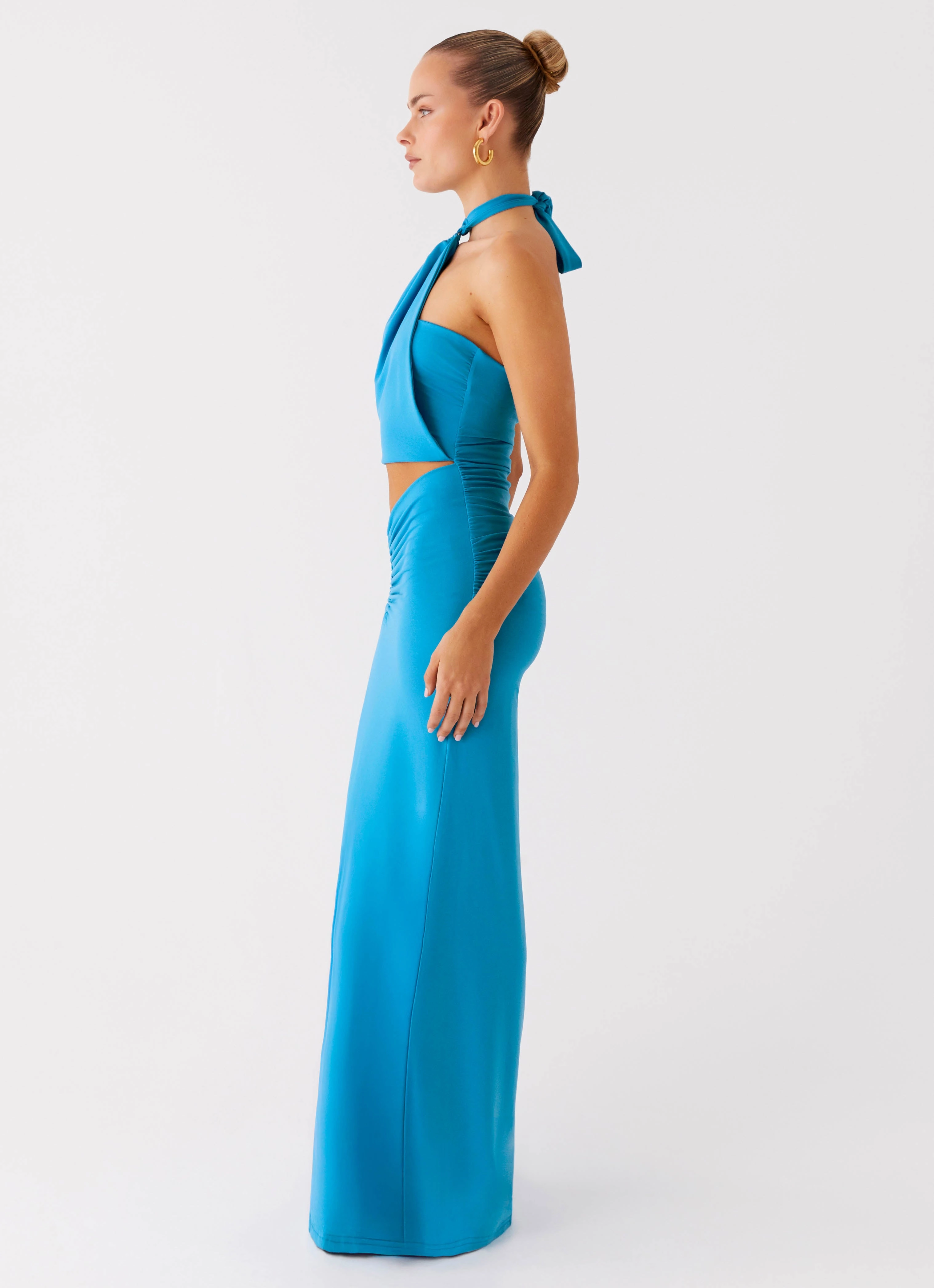 Rose Soft Chiquita Halter Maxi Dress - Turquoise Blue