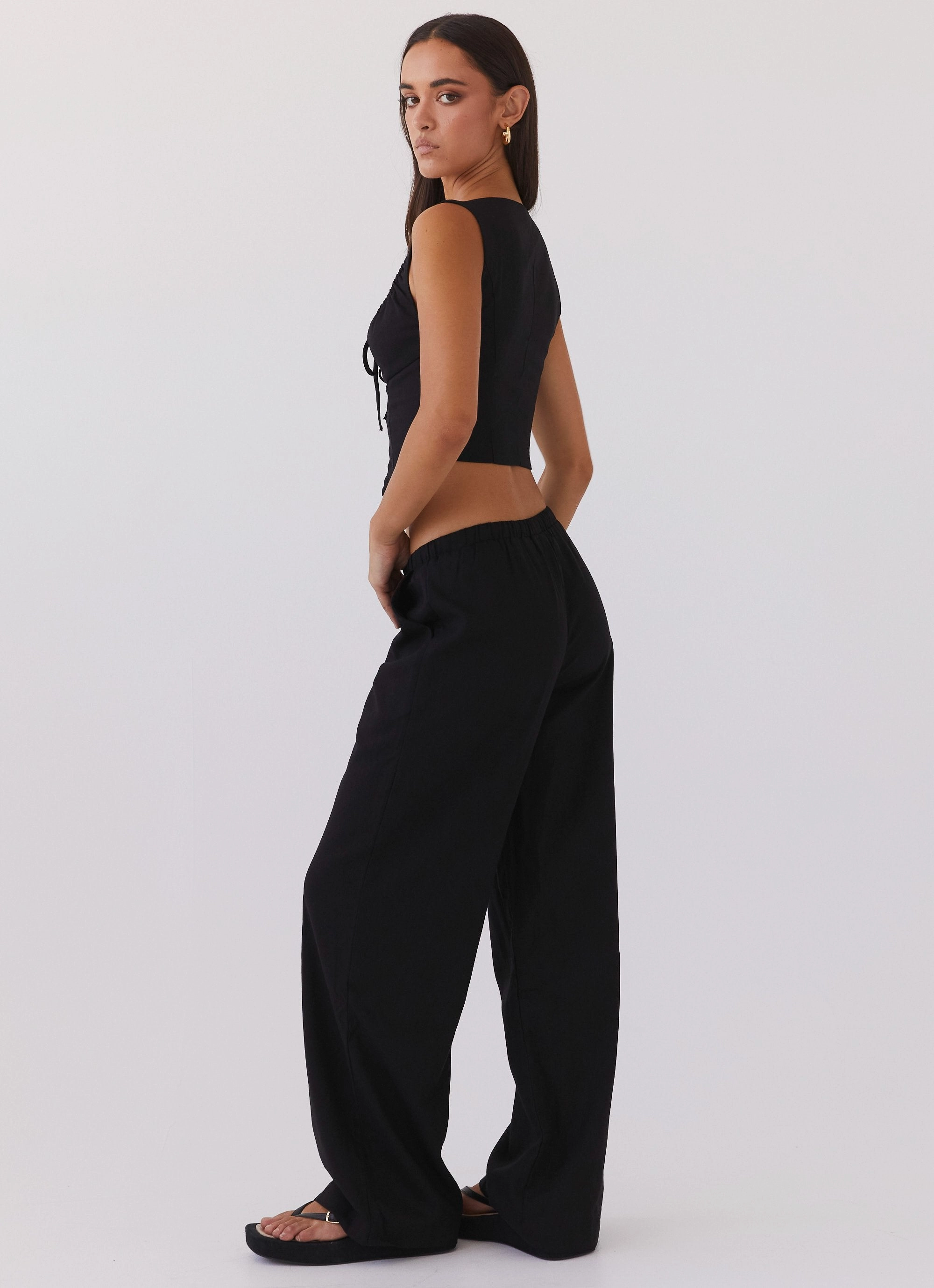 Modern Comfort Fresh Face Linen Pants - Black
