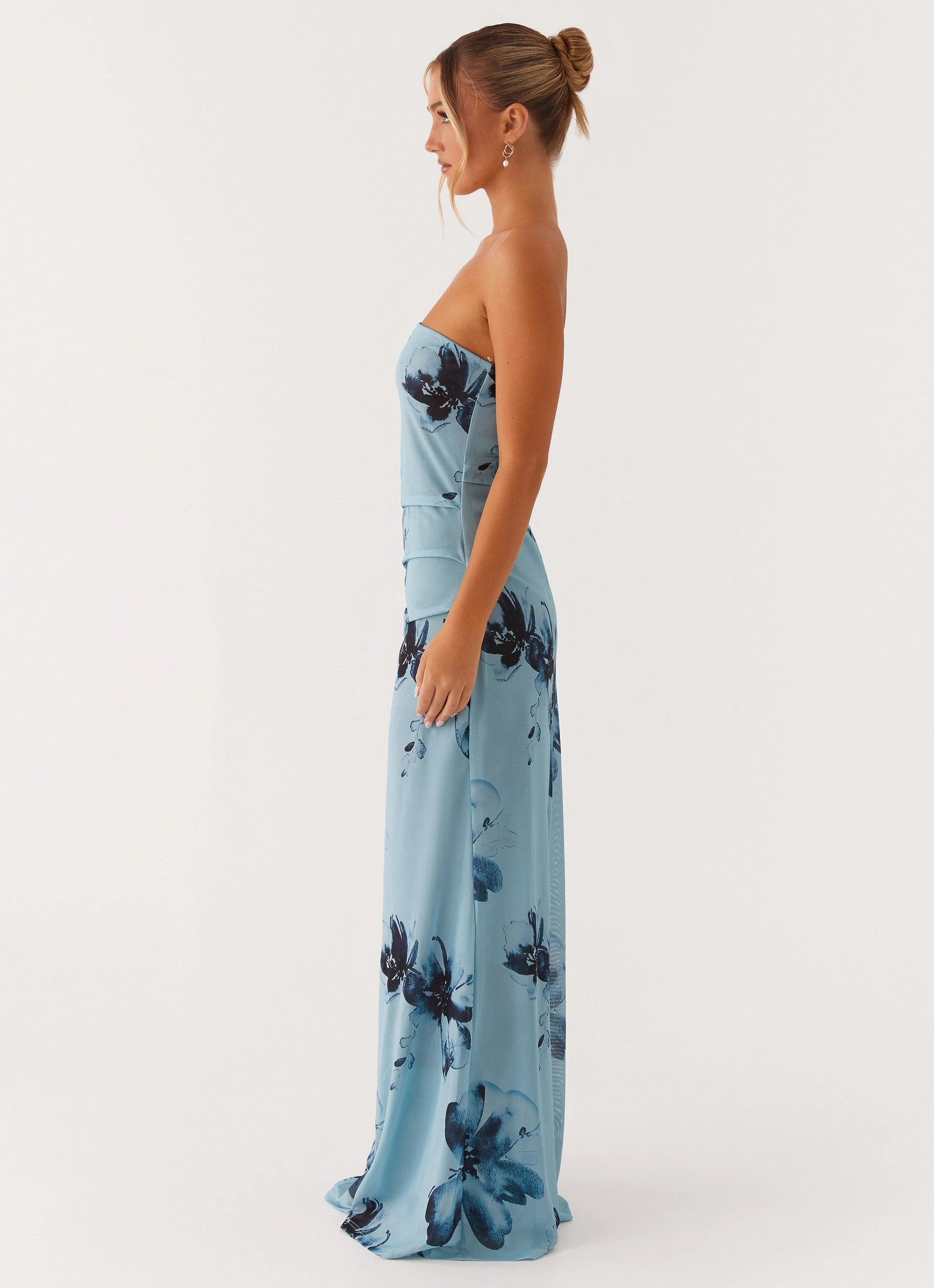 Daily Confidence Handmade Field Of Dreams Maxi Dress - Blue Black Floral