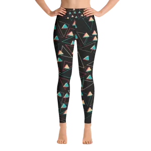 Triangular Candied Black Yoga Leggings - With Pockets