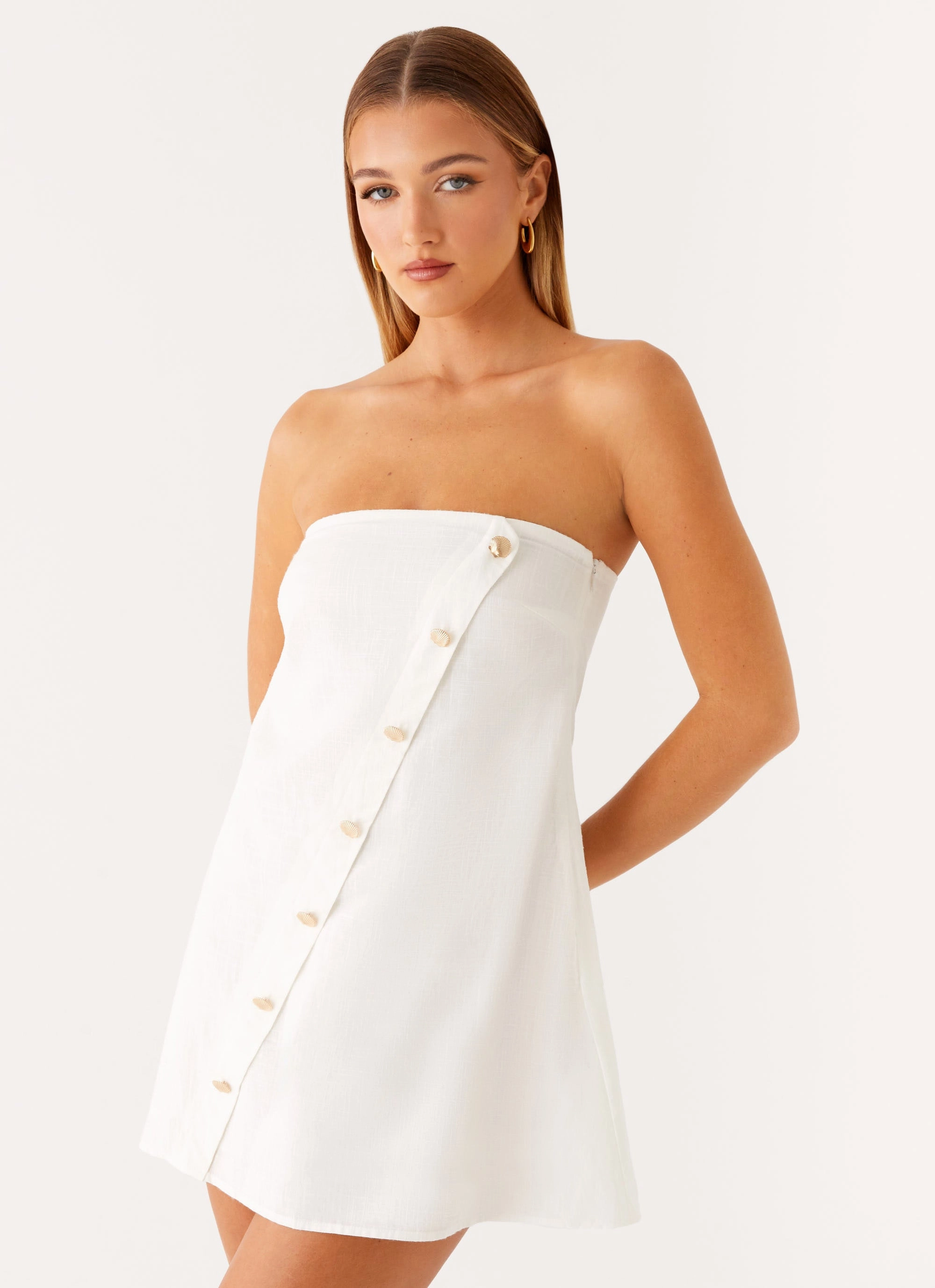 Wrap Charm Quick Outfit Hazel Mini Dress - White