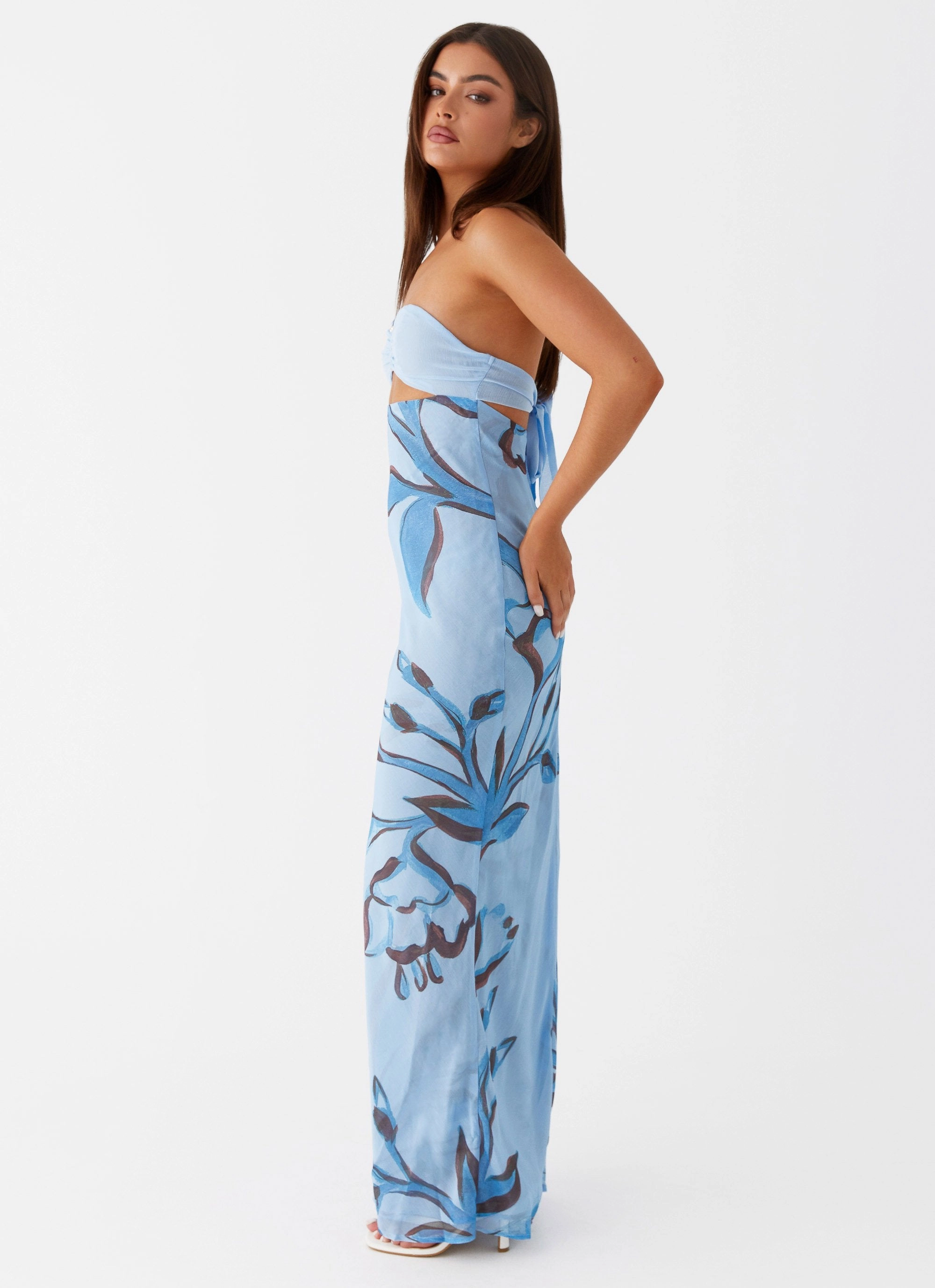 Tropicana Maxi Dress - Blue Floral Comfortable Shape Lightweight Wear