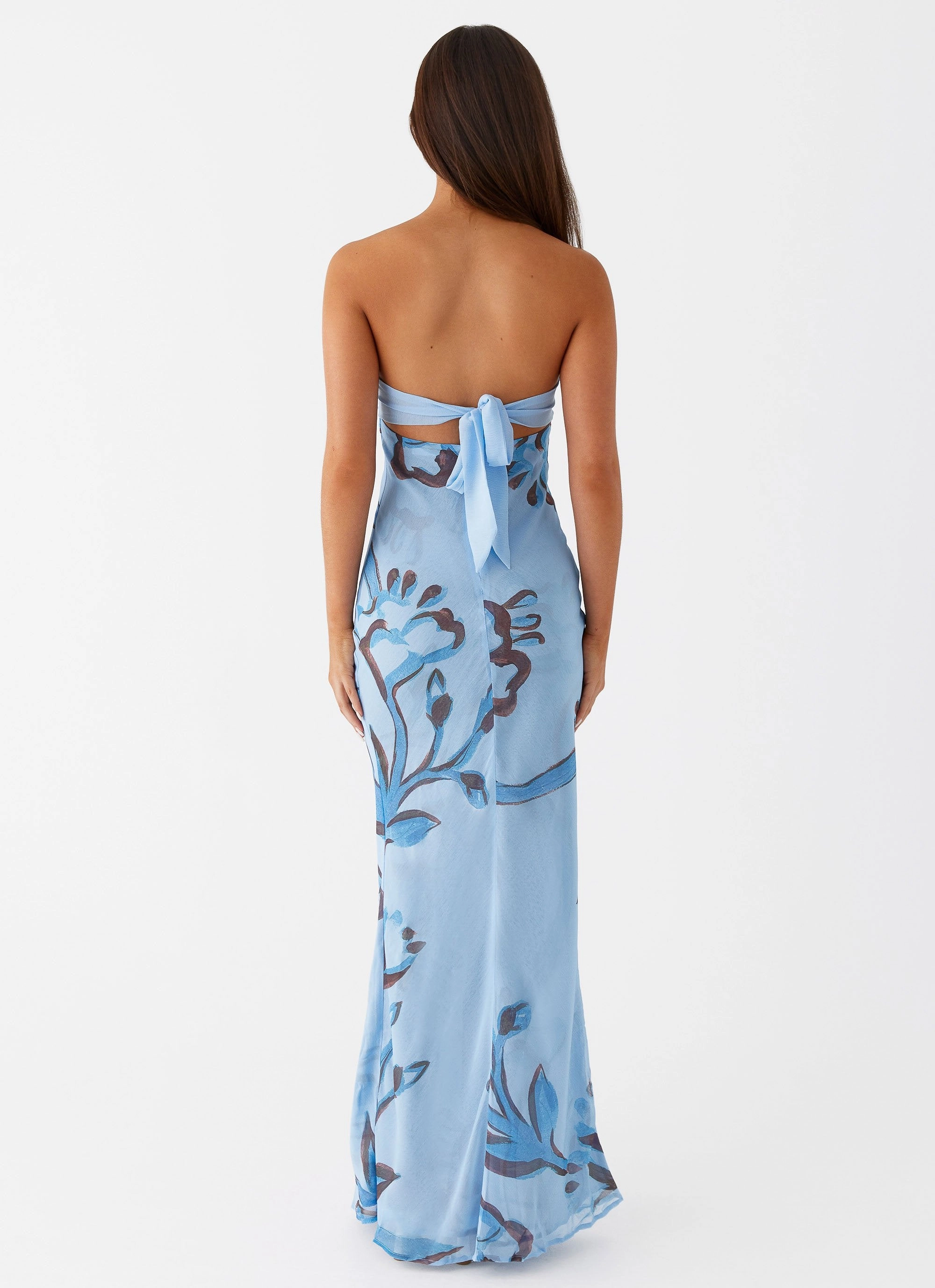 Tropicana Maxi Dress - Blue Floral Relaxed Line Fitted waist