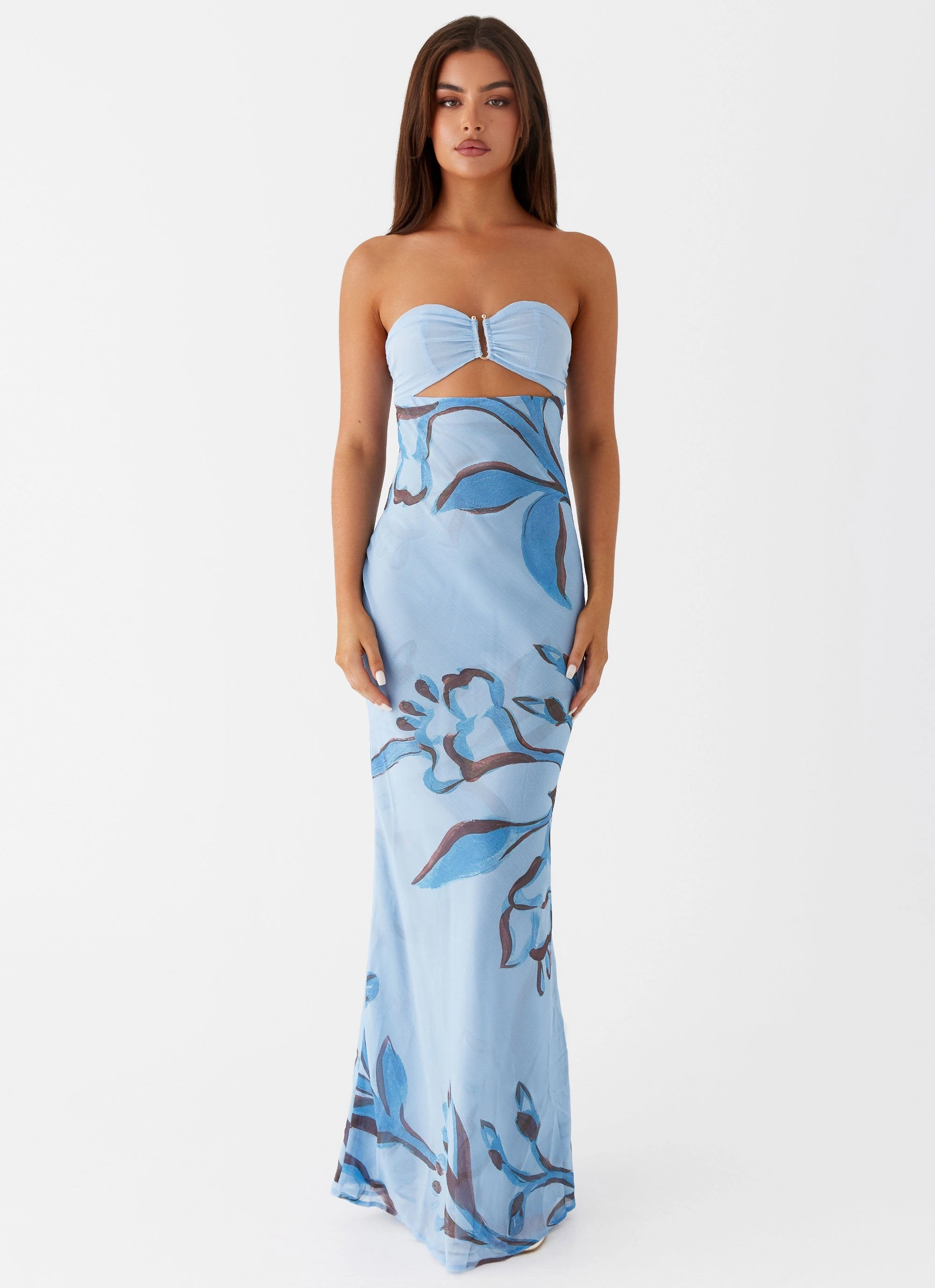 Tropicana Maxi Dress - Blue Floral Wrap Charm