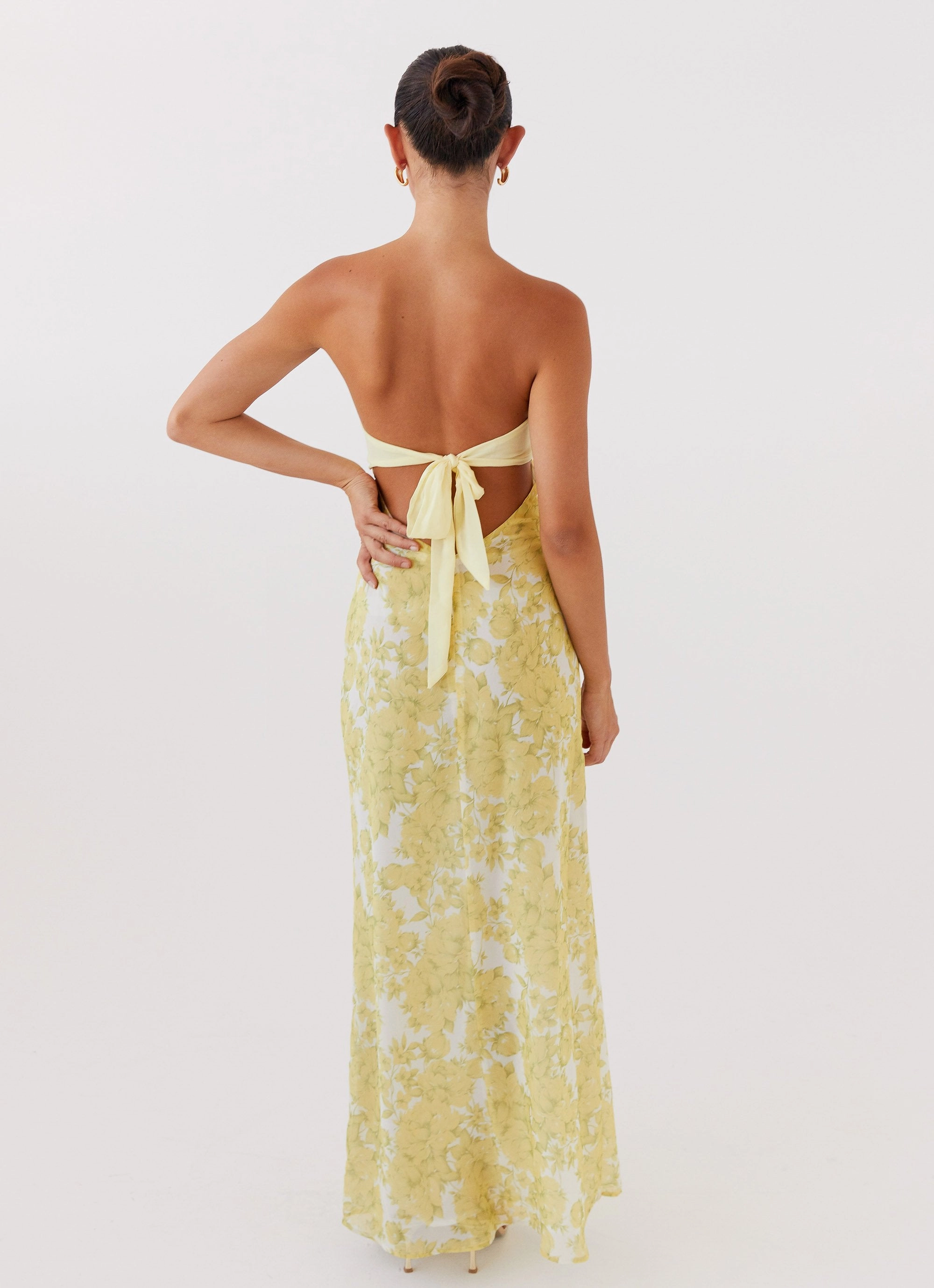 Vintage Style Anniversary-Event Tropicana Maxi Dress - Daffodil