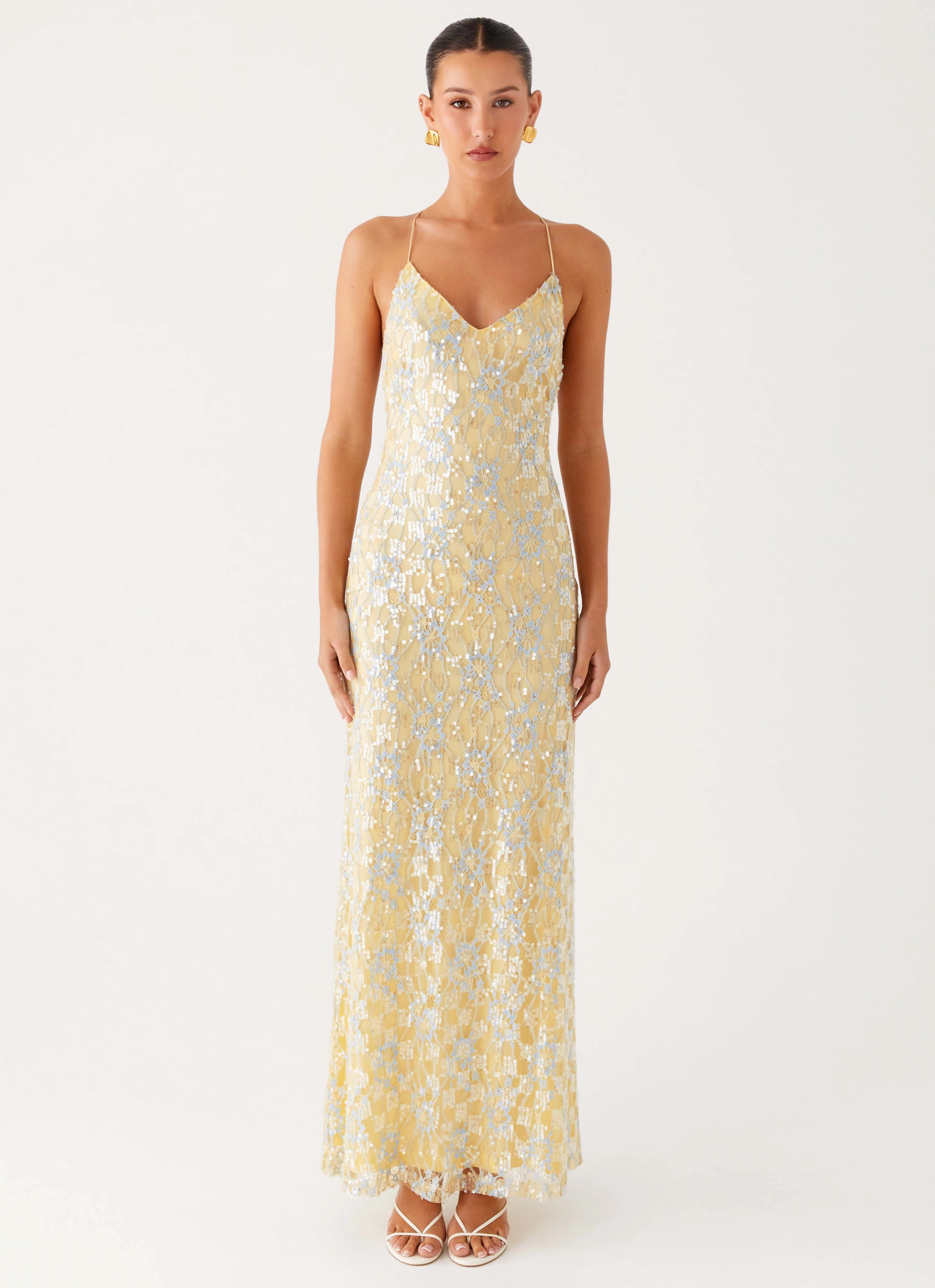 Truly Mine Maxi Dress - Yellow flattering appearance Shape Hug