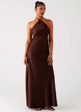 Tulama Maxi Dress - Chocolate Elegant holiday wear
