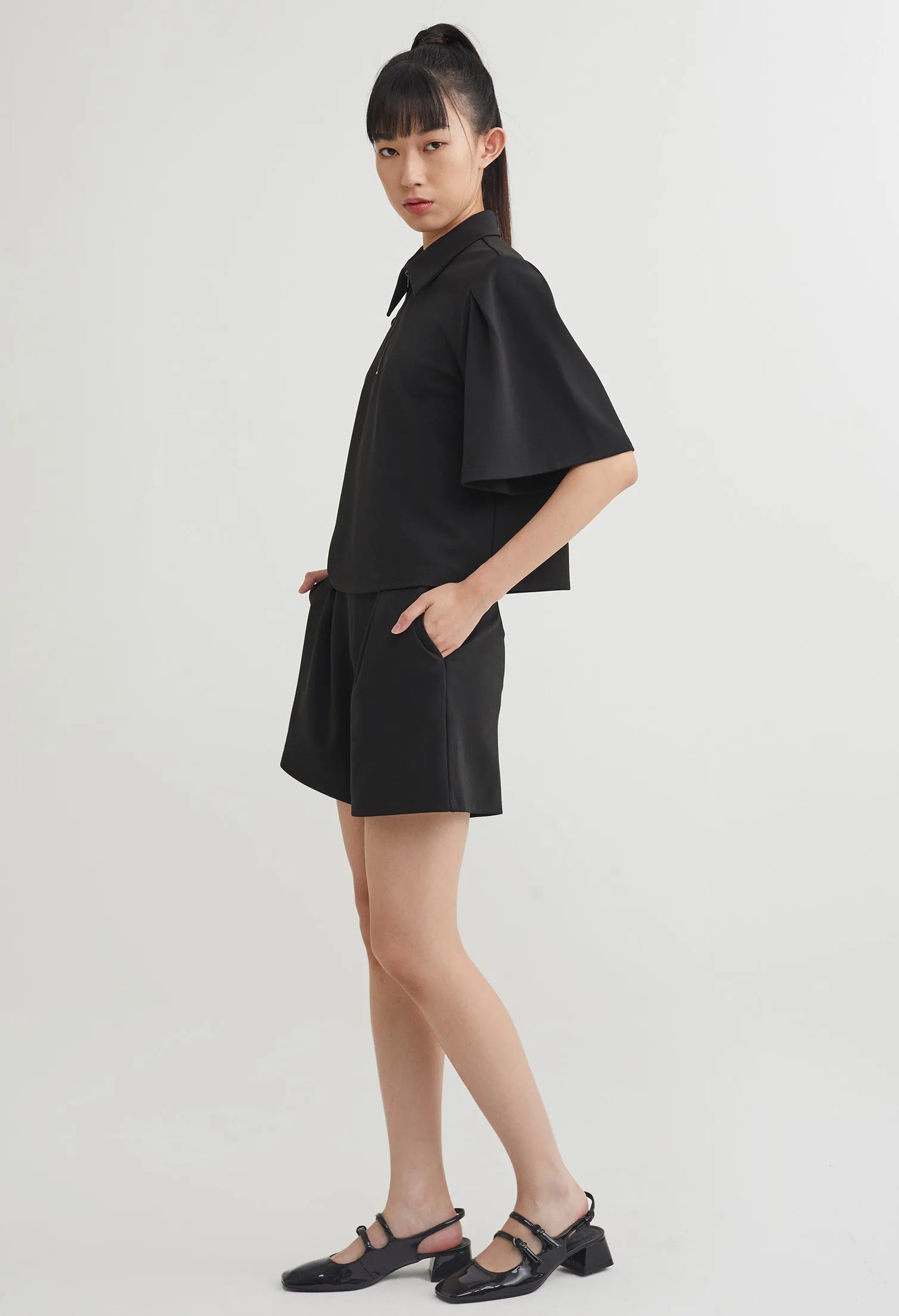 Tulip Full Sleeve Half Zip Top