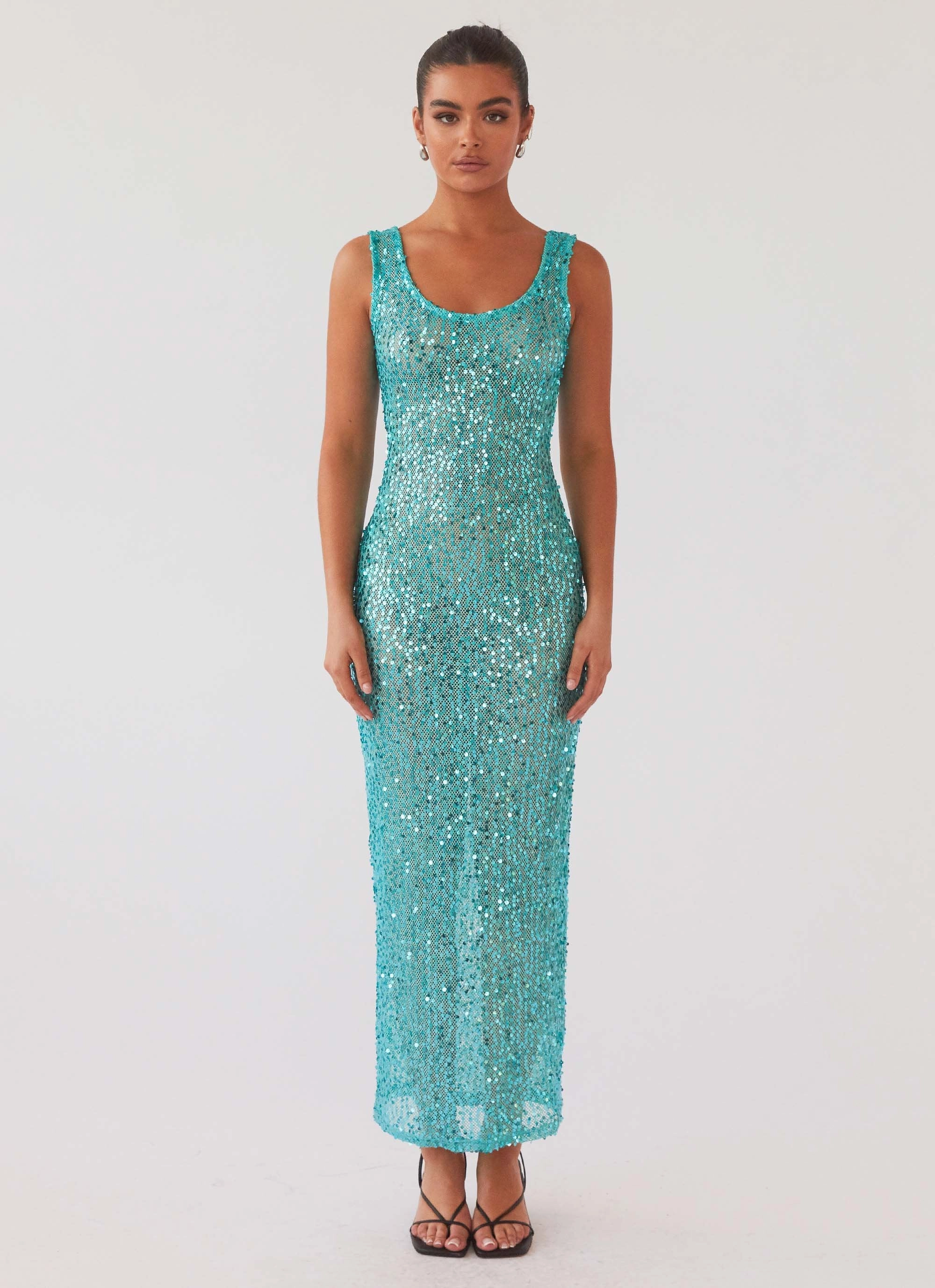 Adjustable Straps Sophisticated Style Sweet Essence Maxi Dress - Crystal
