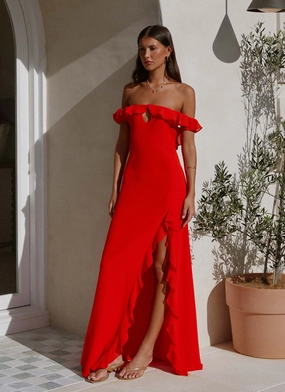 Bow Soft Artistic Edge Braxton Maxi Dress - Red