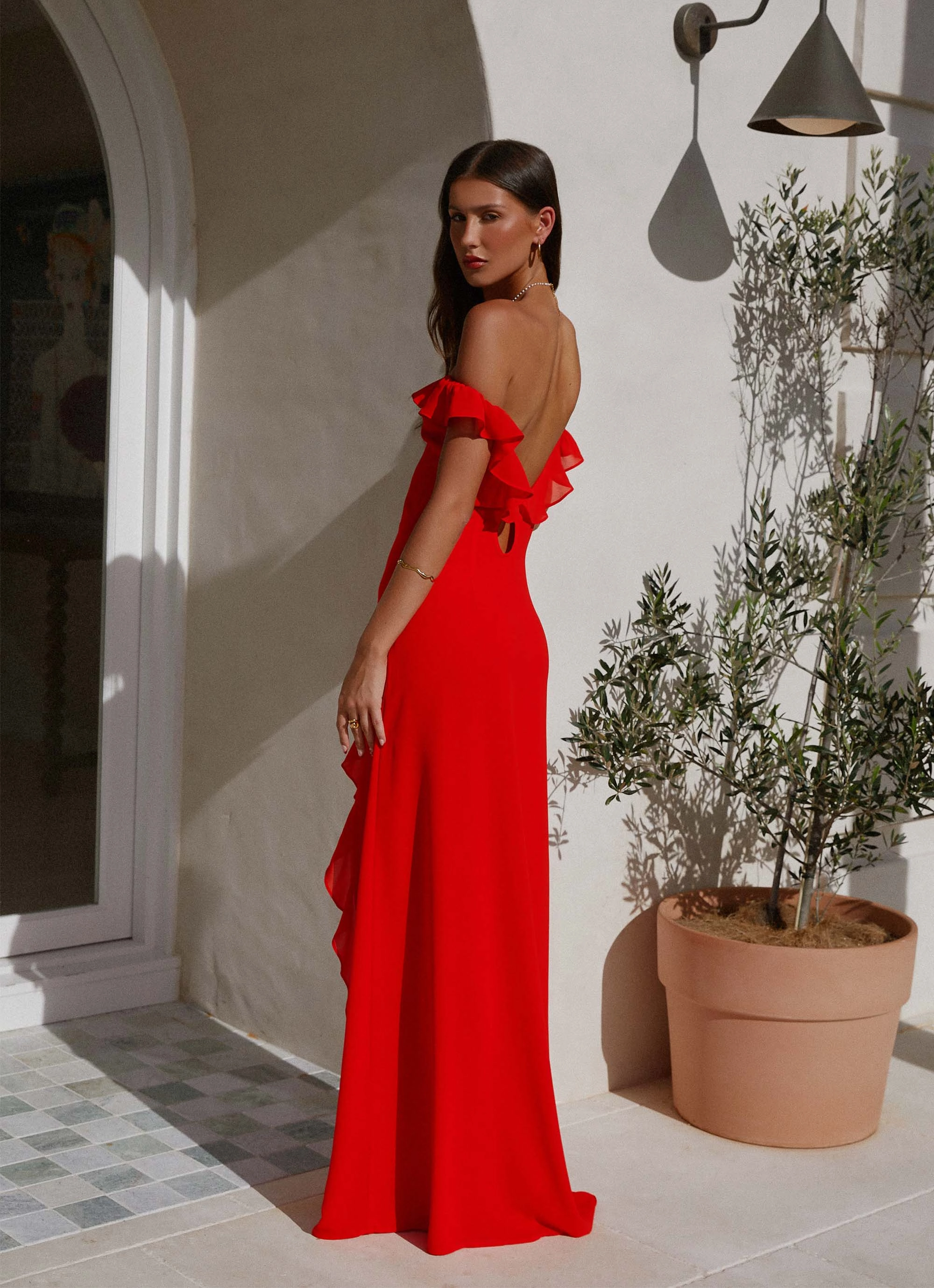Braxton Maxi Dress - Red Cozy Texture