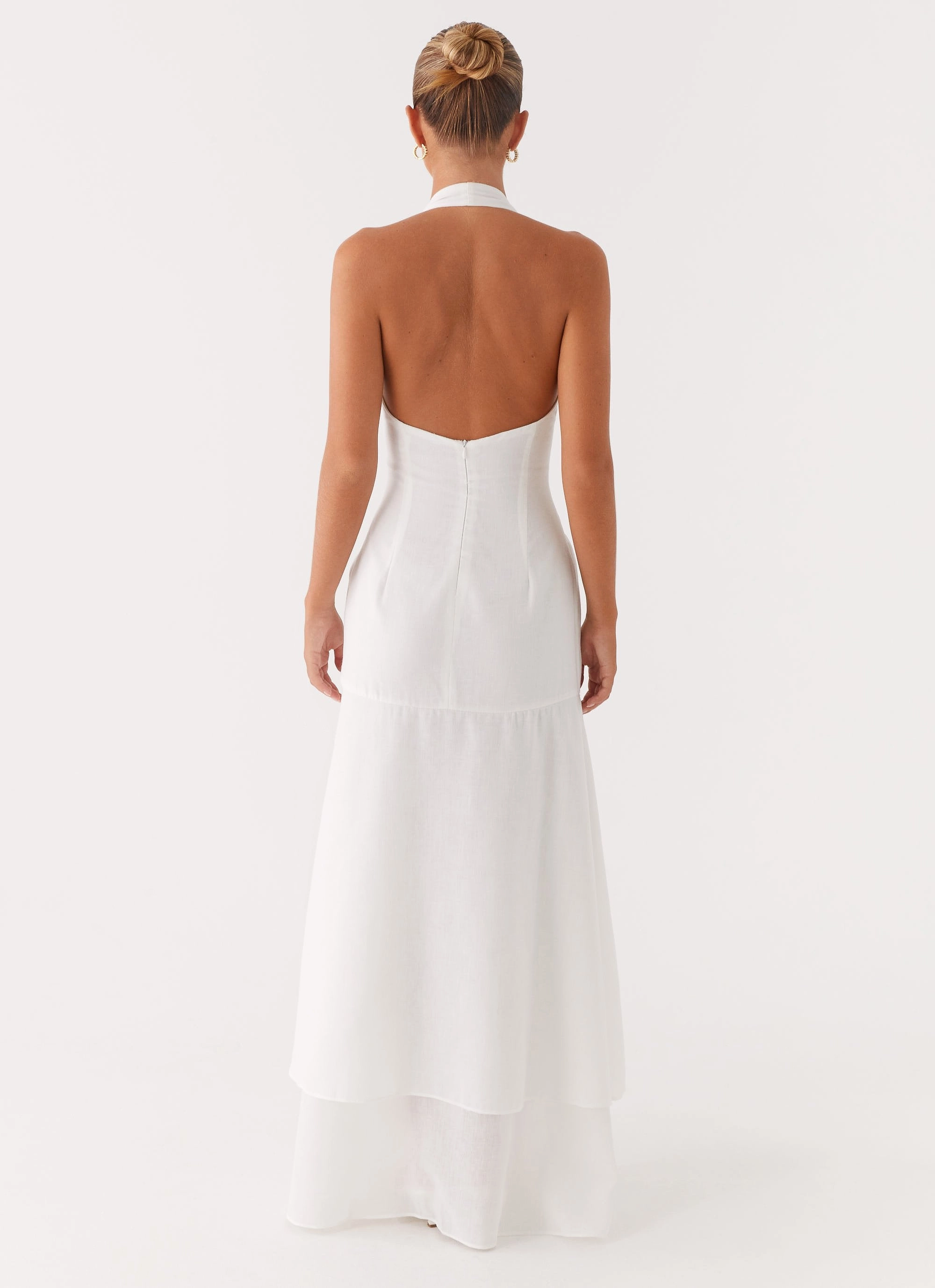 Turu Maxi Dress - White Perfect for Layering Gloss Finish