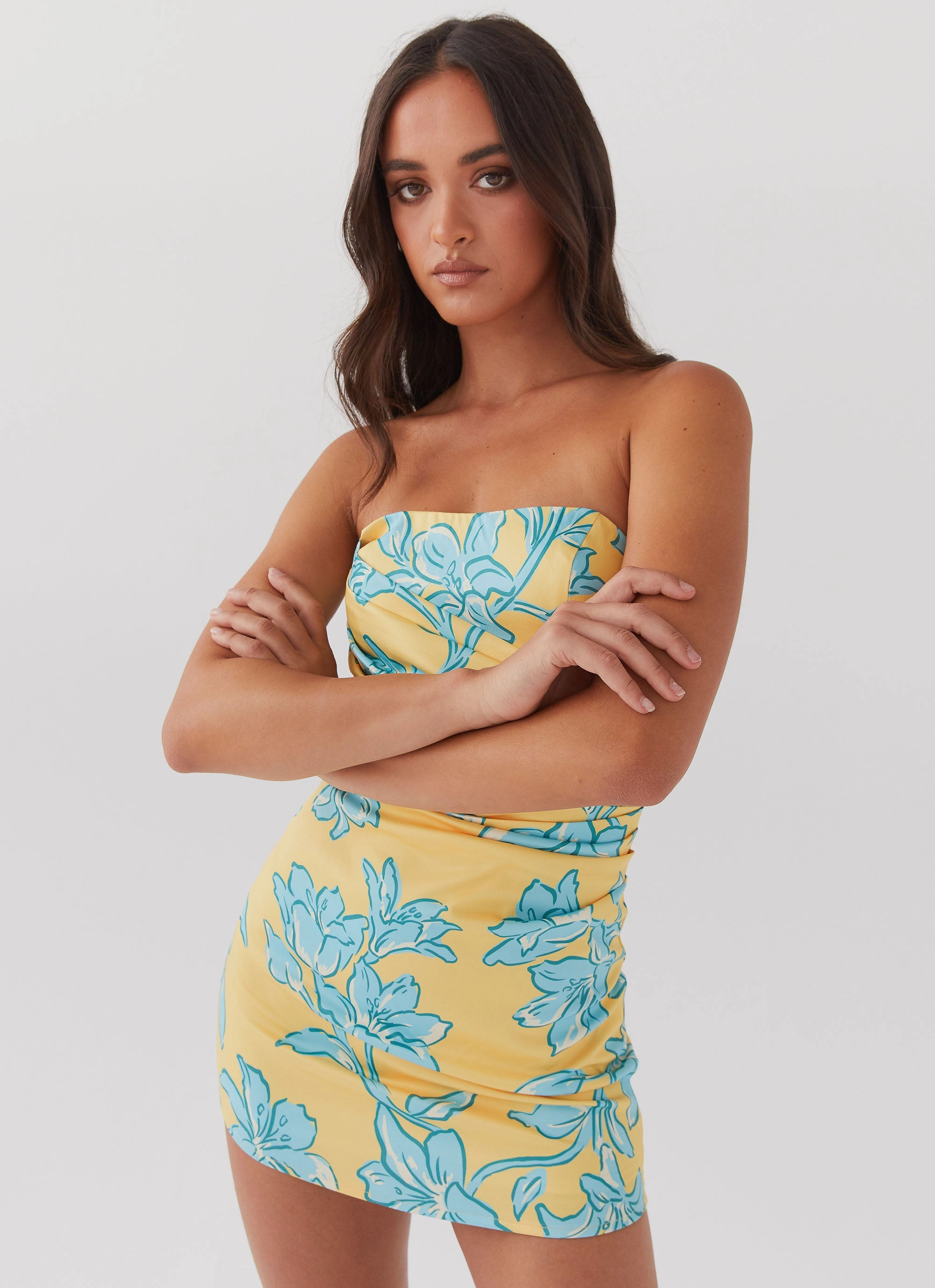 Smart and Polished Tuscany Mini Dress - Golden Bloom