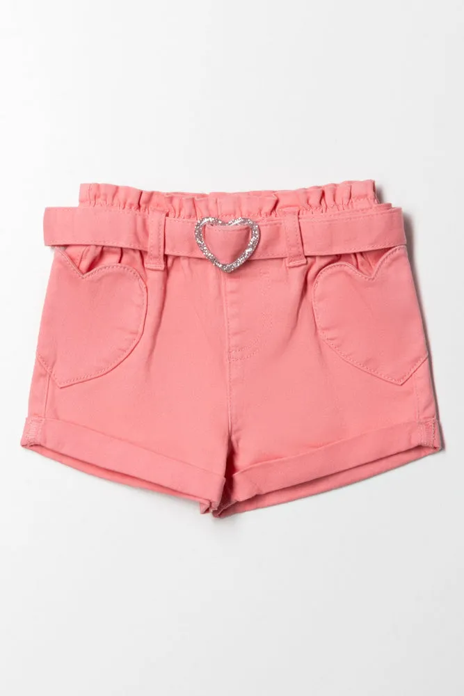 Twill Short With Heart Pockets Pink