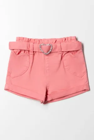 Twill Short With Heart Pockets Pink