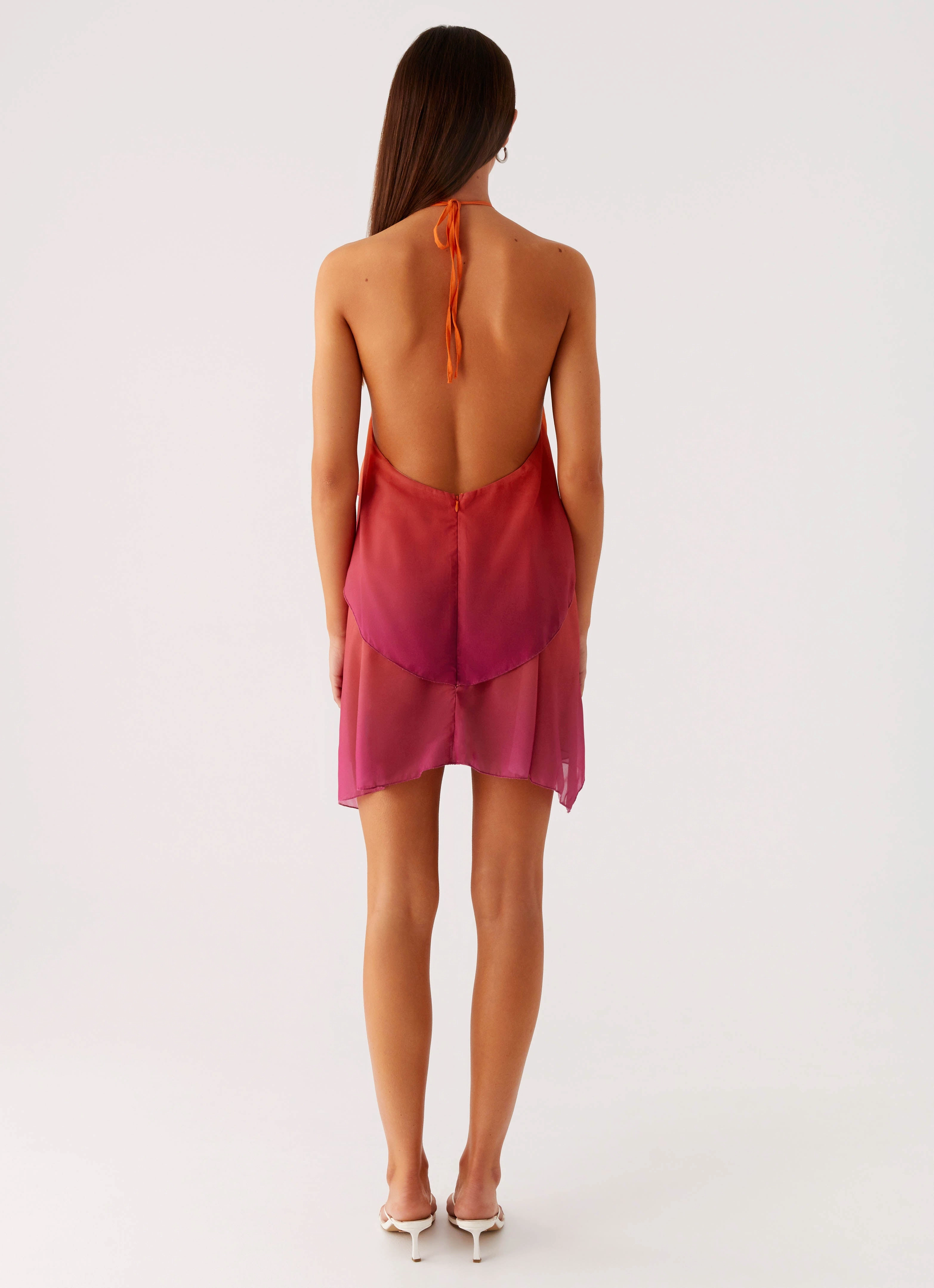vacation look Dreamy Silhouette Twin Flame Mini Dress - Orange Gradient