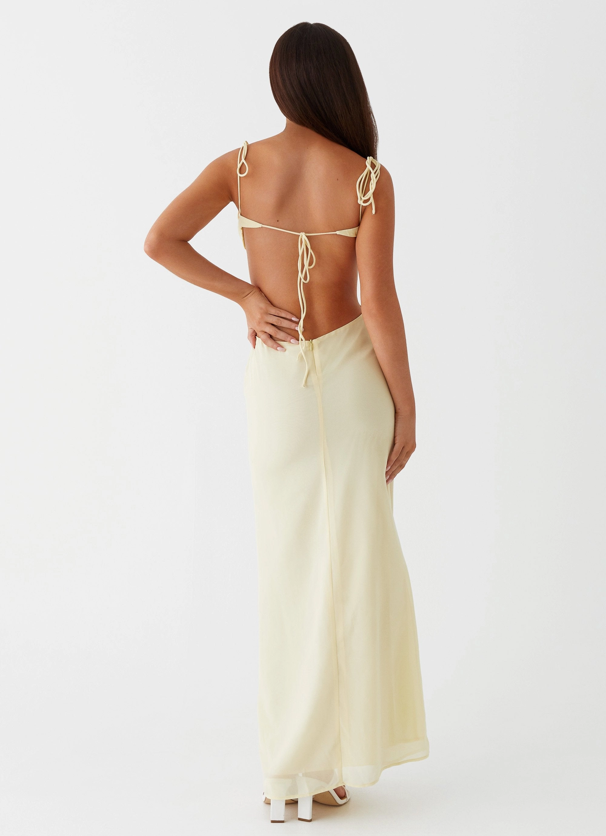 Tyra Ruched Maxi Dress - Yellow Timeless Wear Playful Cut