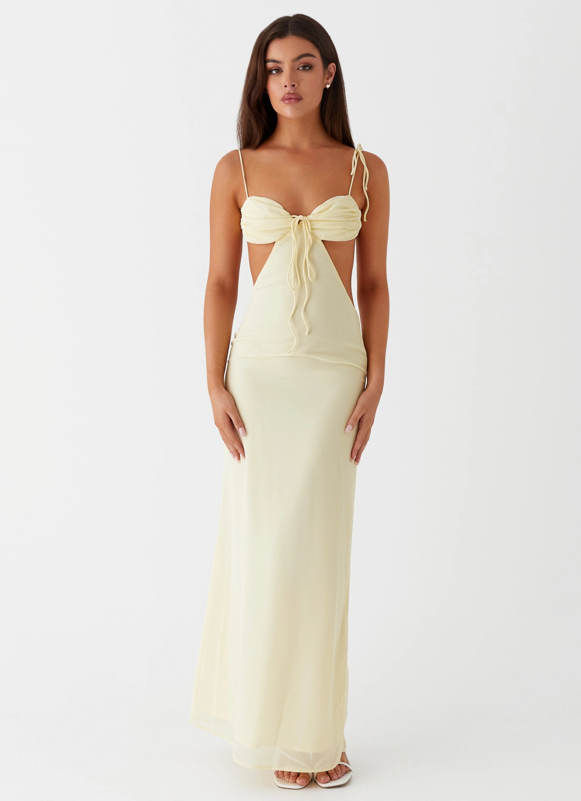 Tyra Ruched Maxi Dress - Yellow Smart Layering