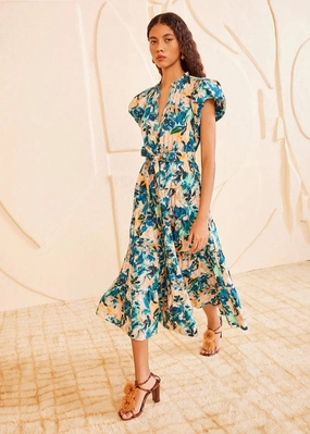 Ulla Johnsn Ottilie Dress Delphinium animal-print Petal Zone