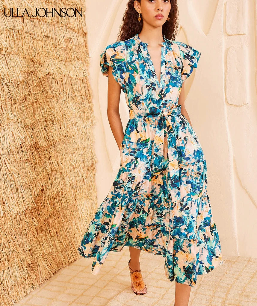 Ulla Johnsn Ottilie Dress Delphinium Flattering Design Wear Contrasting Detail