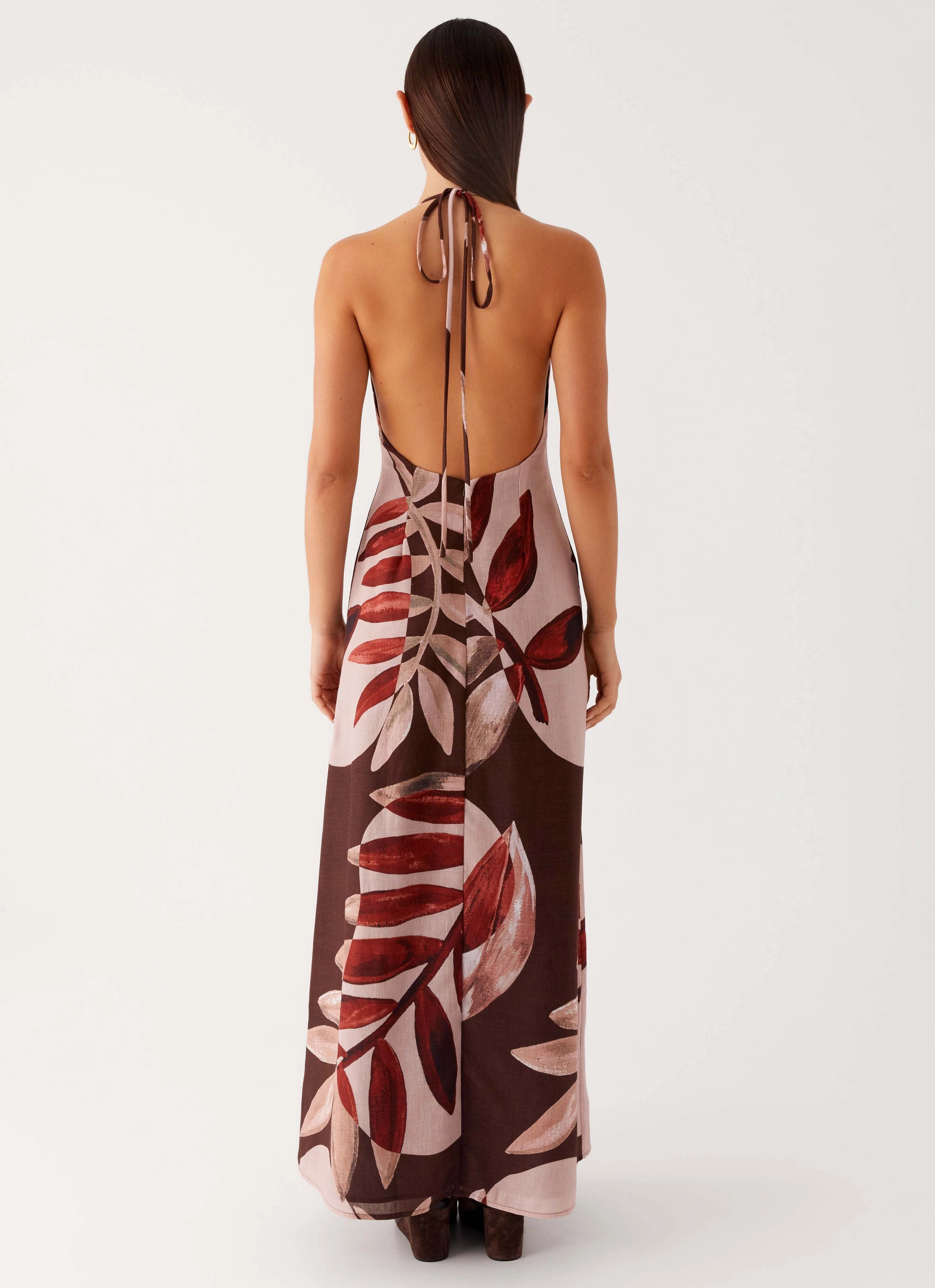 Autumn Linen Maxi Dress - Cinnamon Palm Mood Flex