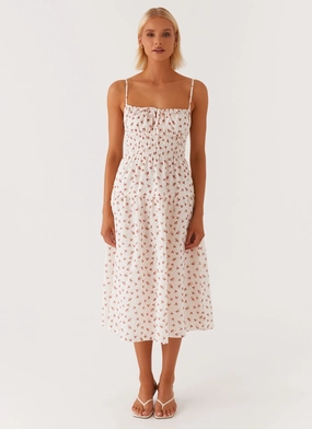 Arla Midi Dress - Red Ditsy Floral All Daywear