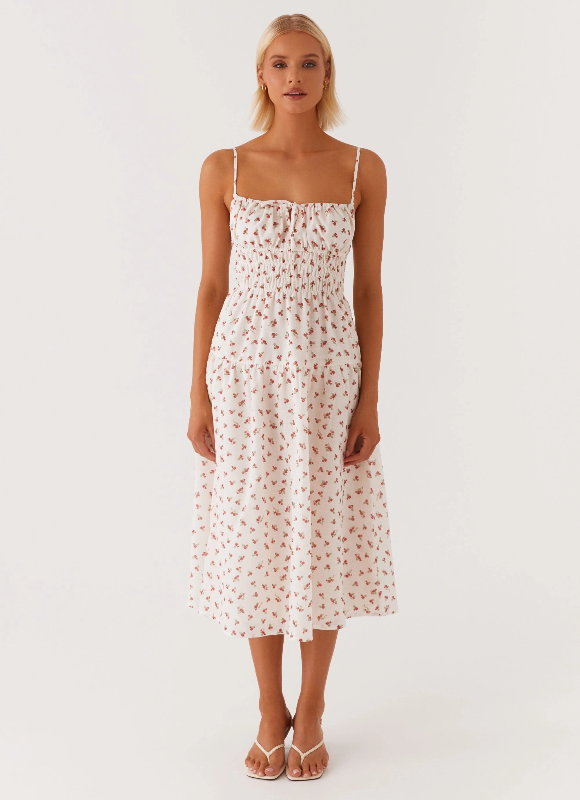 Arla Midi Dress - Red Ditsy Floral All Daywear