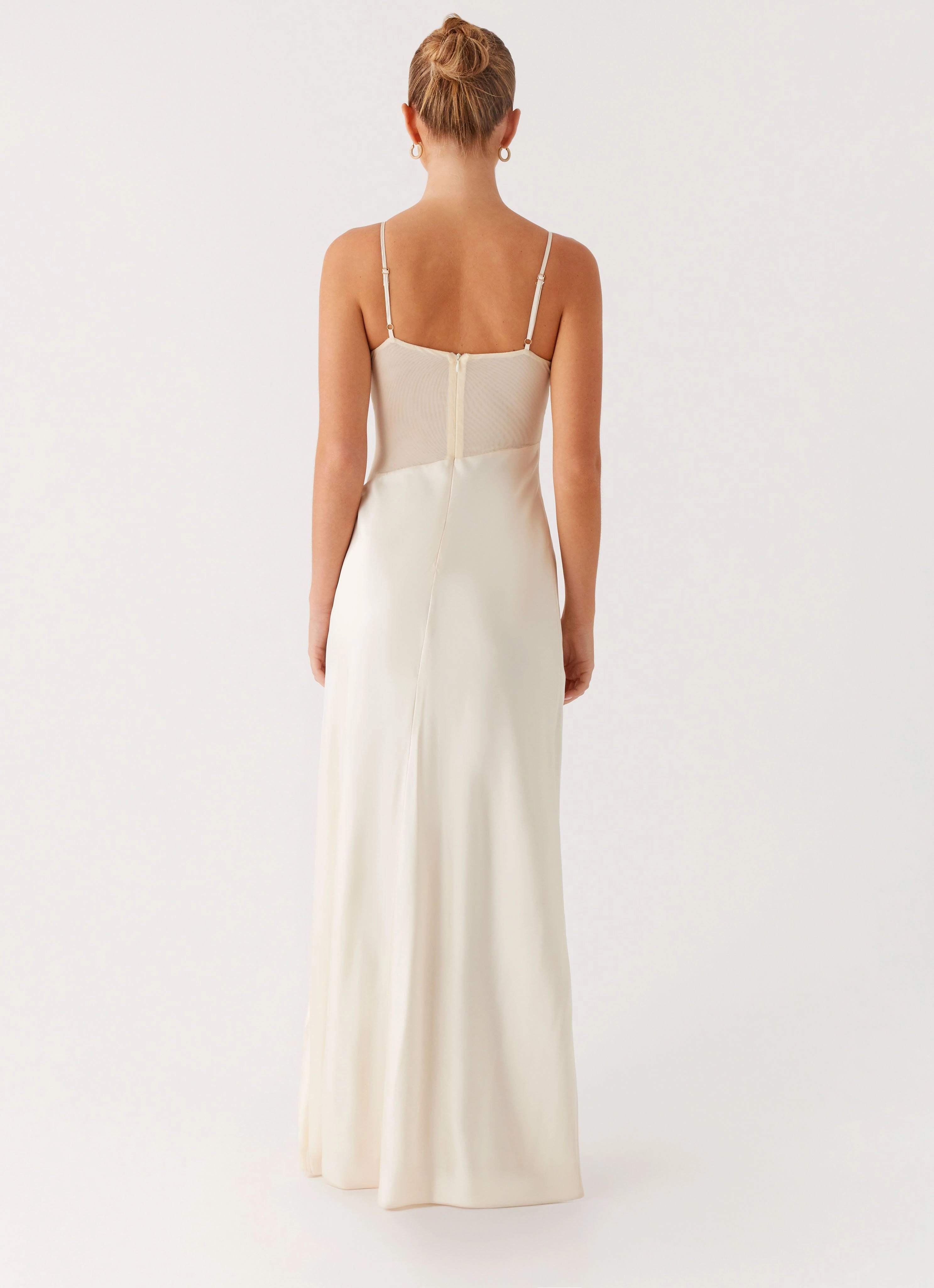 Rising Sun Maxi Dress - Off White Bold-Color Halter neck
