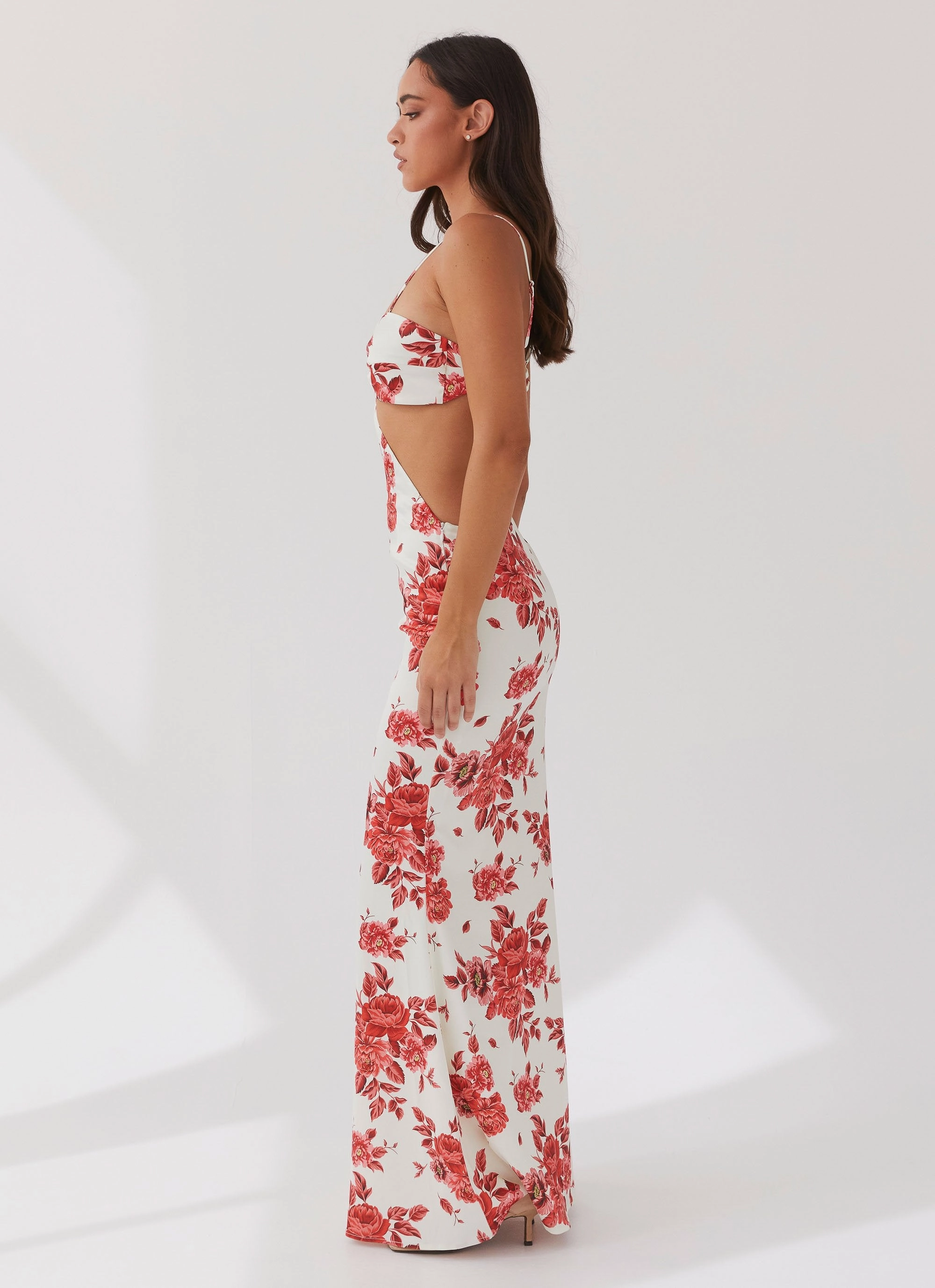 Pleat Breeze Rosie Satin Maxi Dress - Rosa Floria