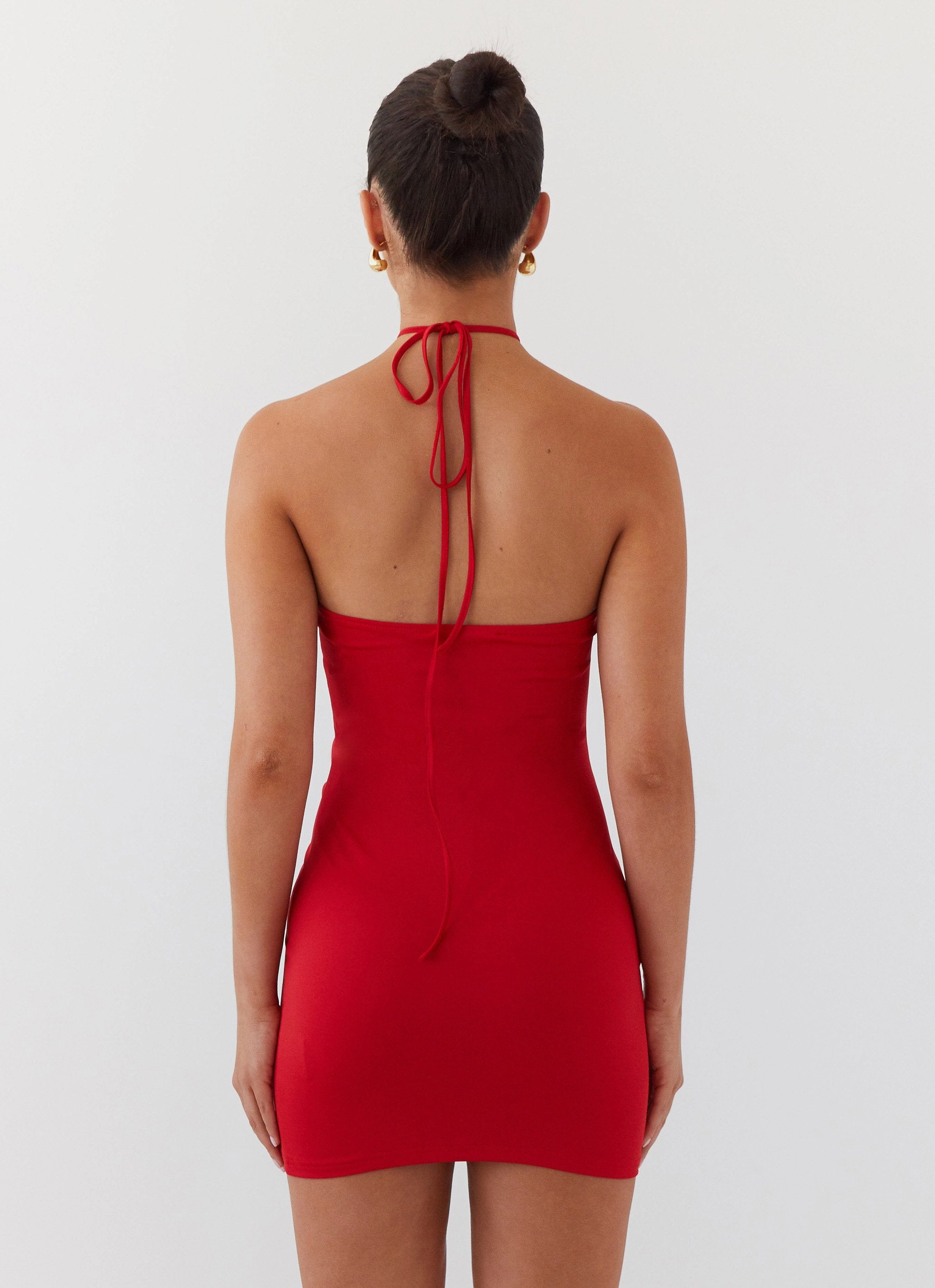 London Edge Layering Comfort Ruby Glamour Rose Mini Dress - Rouge Red