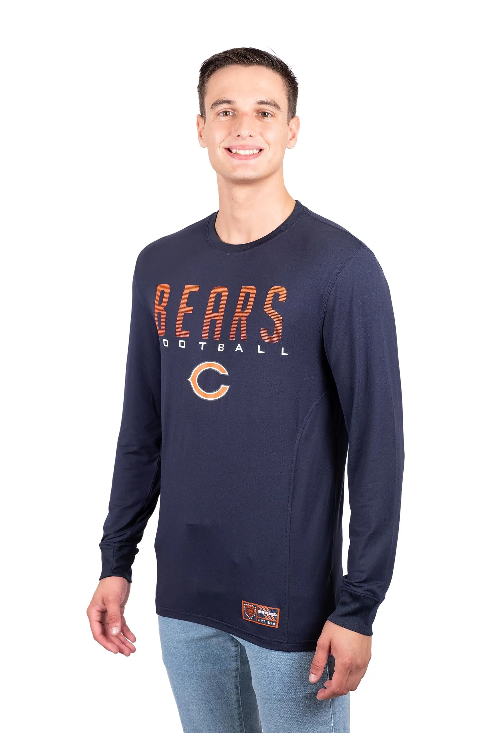 Ultra Game NFL Official Adults Super Soft Game Day Long Sleeve T-Shirt - Unisex, Chicago Bears, Team Color|Chicago Bears