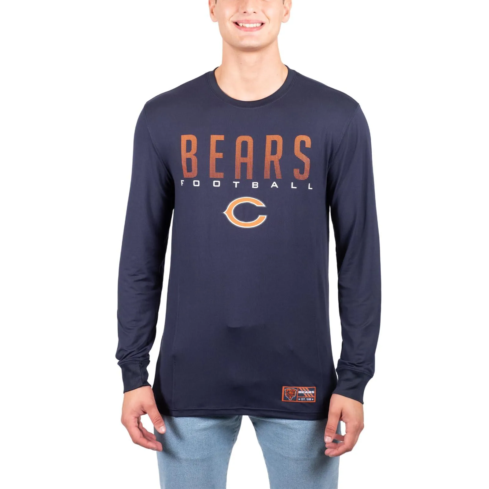 Ultra Game NFL Official Adults Super Soft Game Day Long Sleeve T-Shirt - Unisex, Chicago Bears, Team Color|Chicago Bears