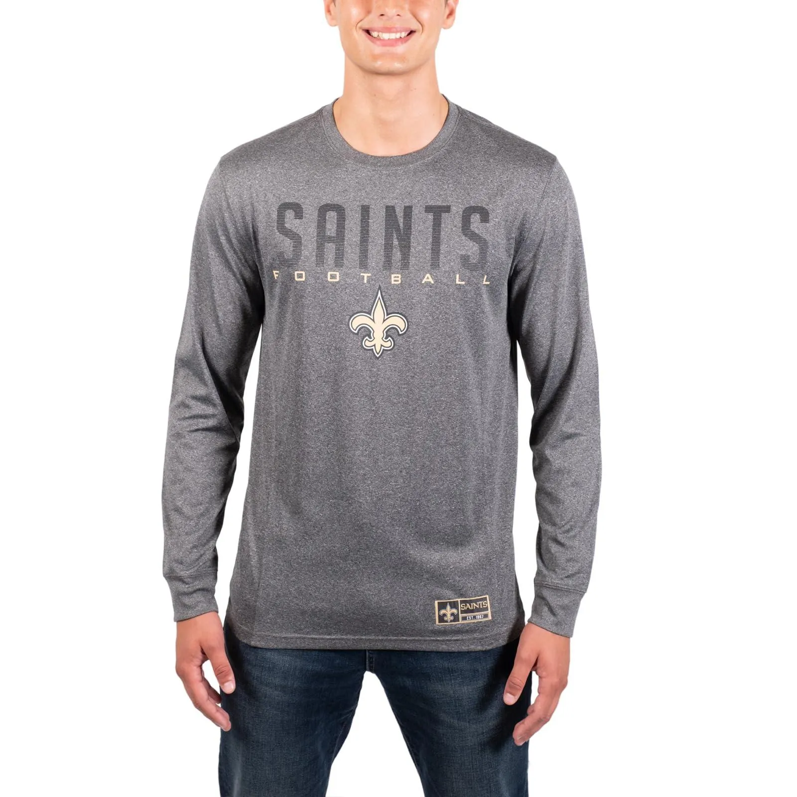 Ultra Game NFL Official Adults Super Soft Game Day Long Sleeve T-Shirt - Unisex New Orleans Saints|New Orleans Saints