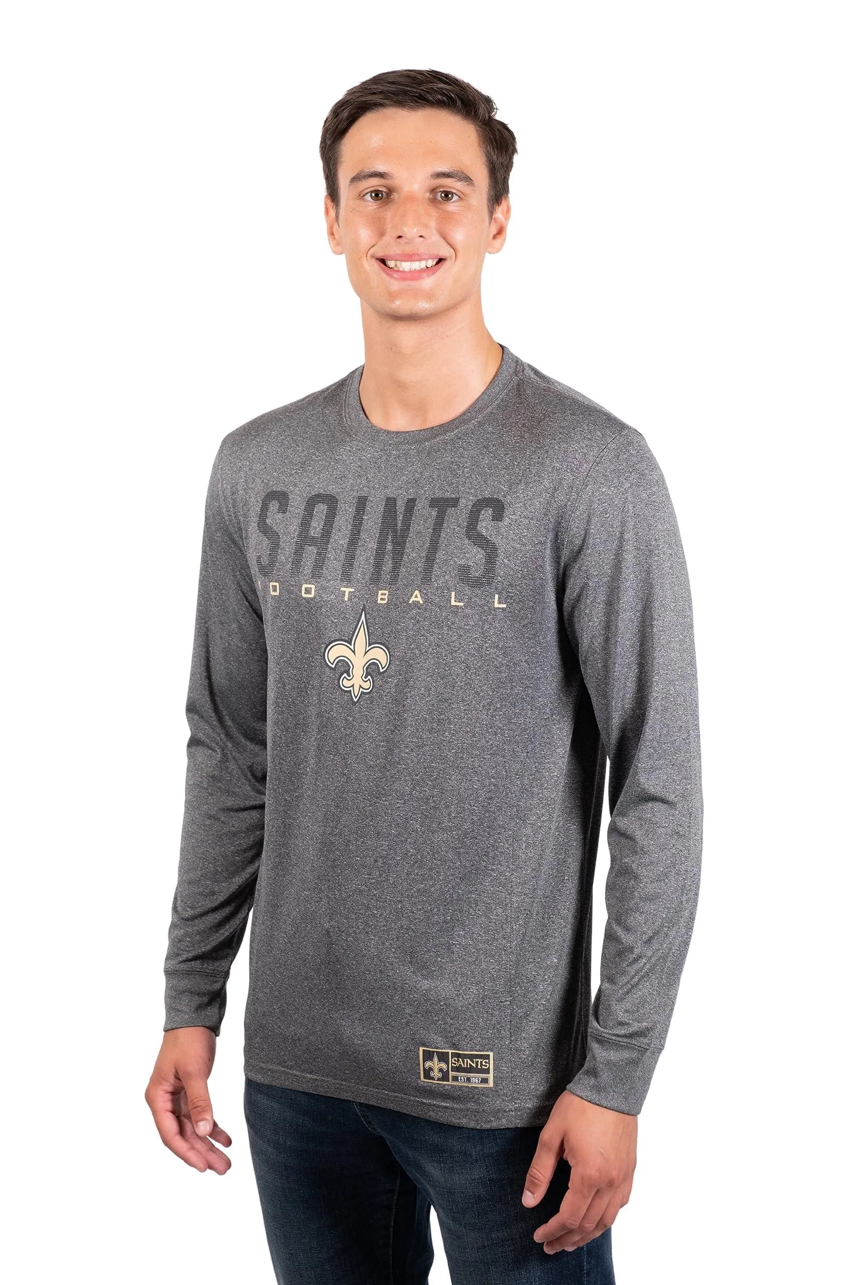 Ultra Game NFL Official Adults Super Soft Game Day Long Sleeve T-Shirt - Unisex New Orleans Saints|New Orleans Saints