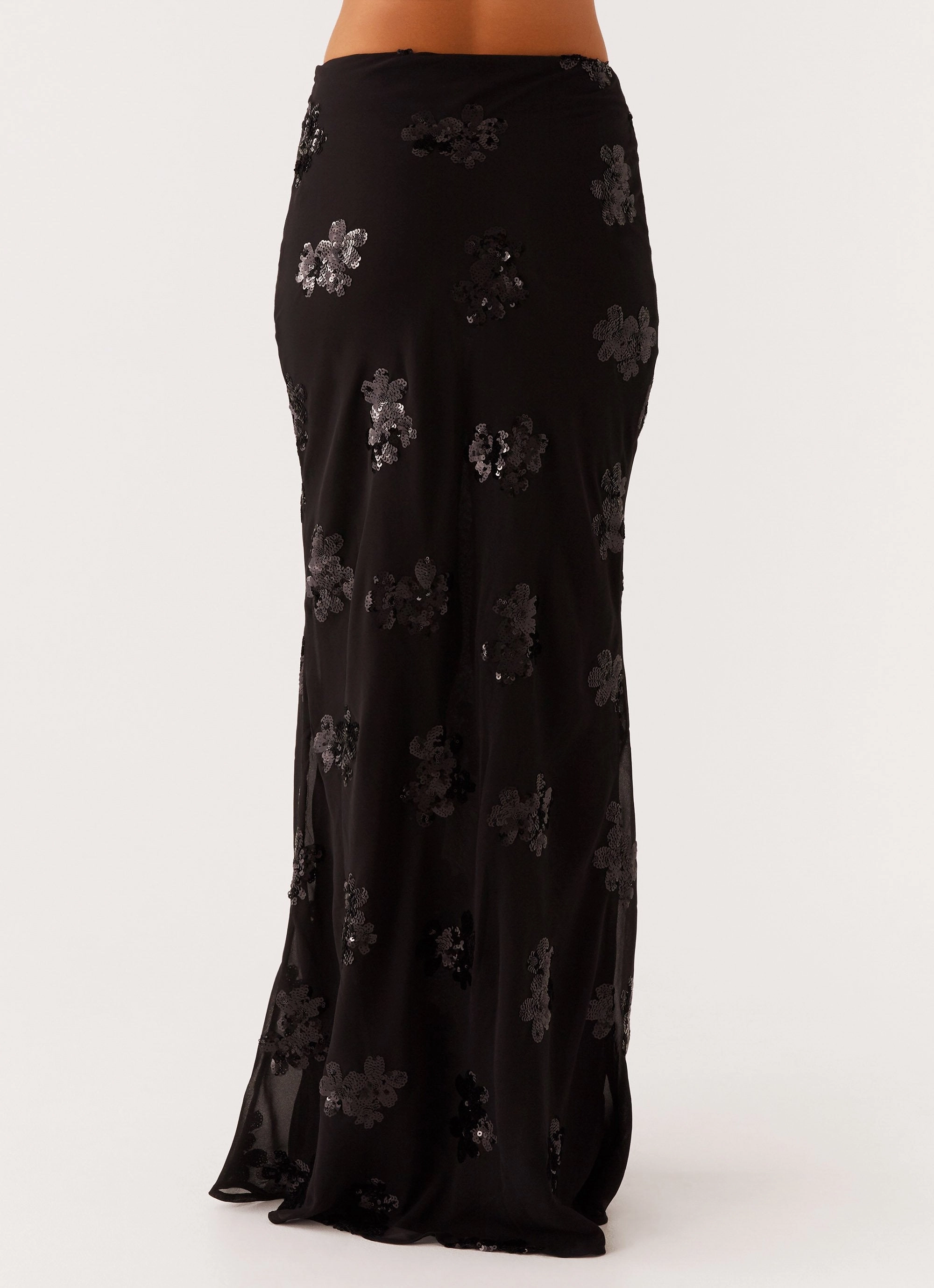 Full Comfort RegularFit Only Girl Sequin Maxi Skirt - Black