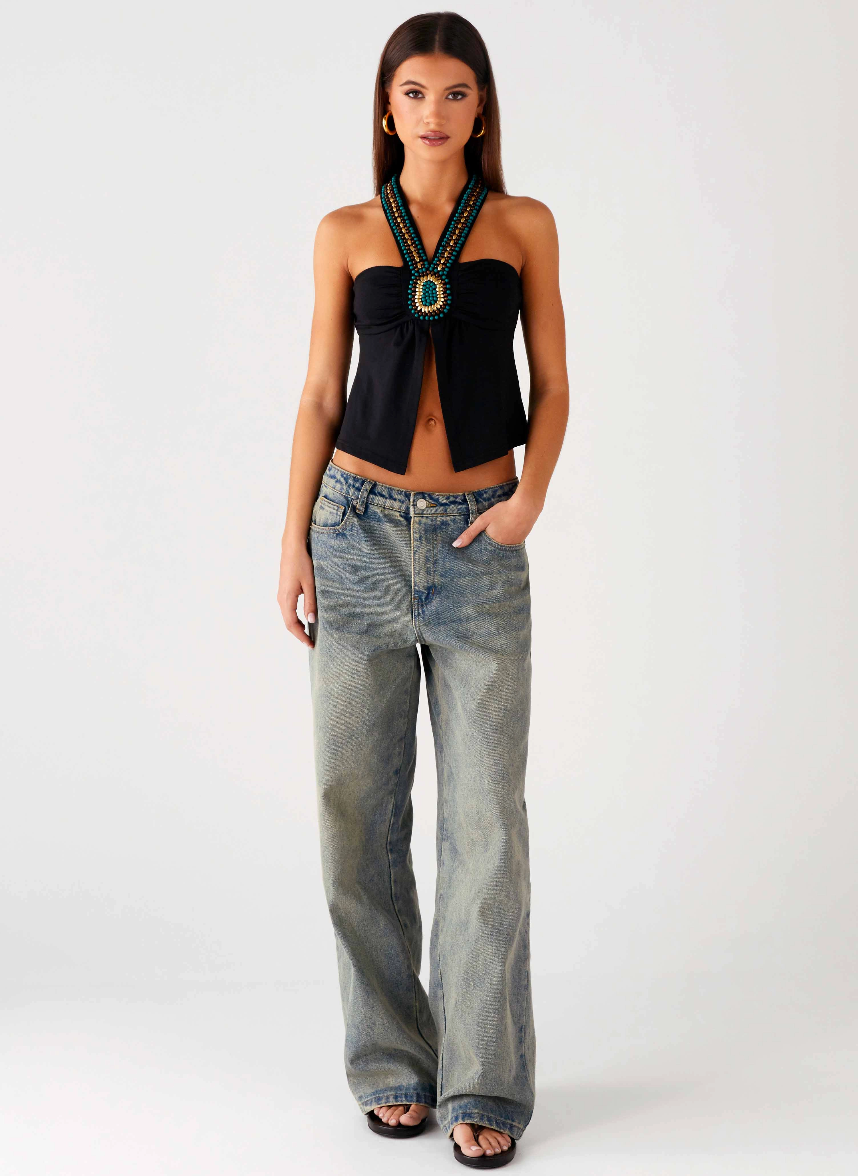 Boheme Breeze Halter Top - Black Convertible Design Anti Static Treatment